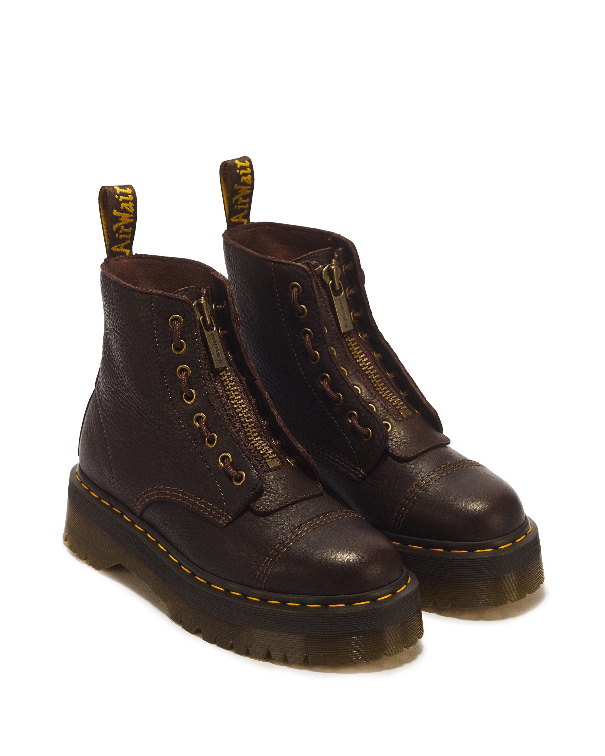 DR. MARTENS Sinclair Schnürboots Blockabsatz, Schnürstiefelette mit logobedruckter Anziehlasche