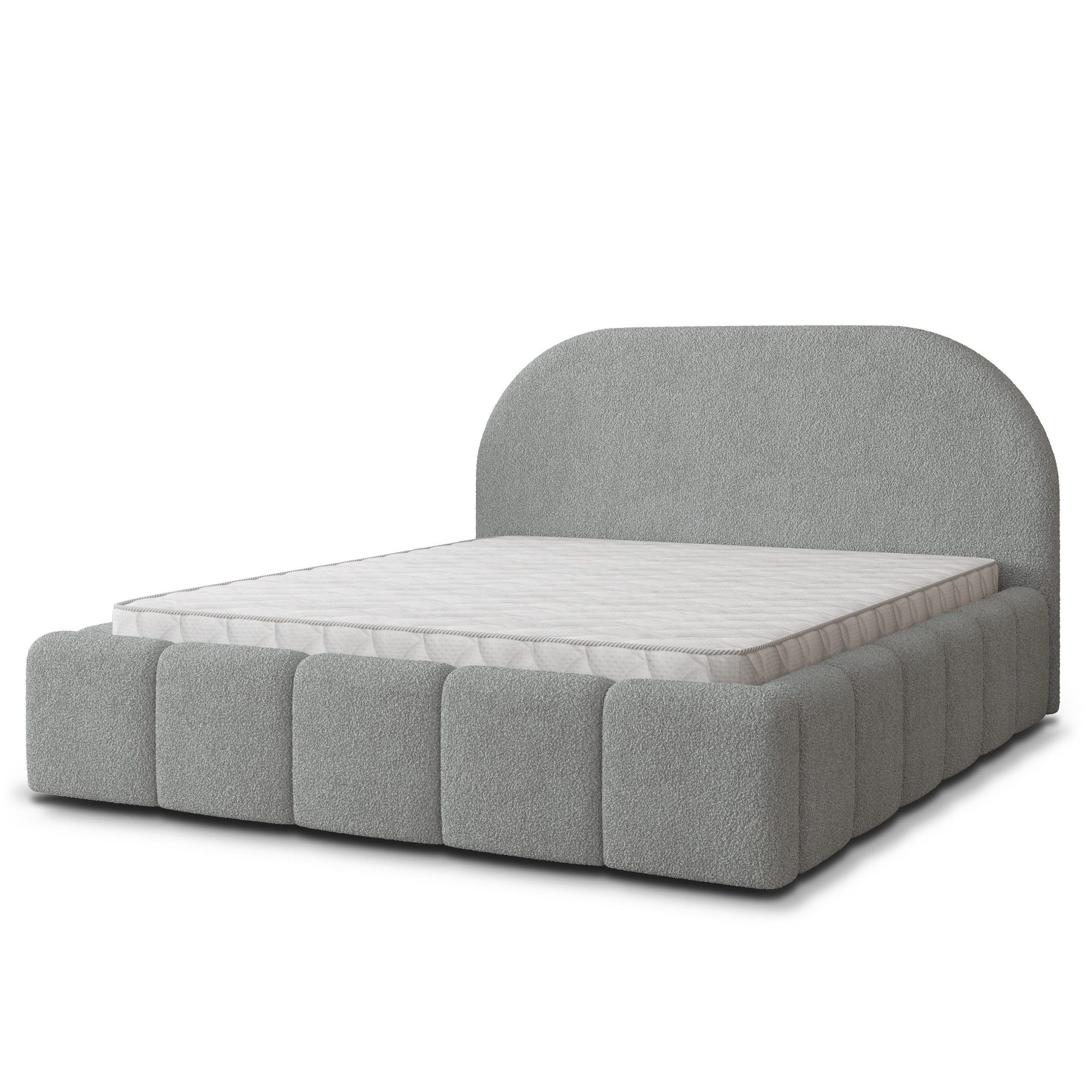 Masseno Polsterbett FLUSSO 180x200 cm grau (mit Bettkasten und Lattenrost)