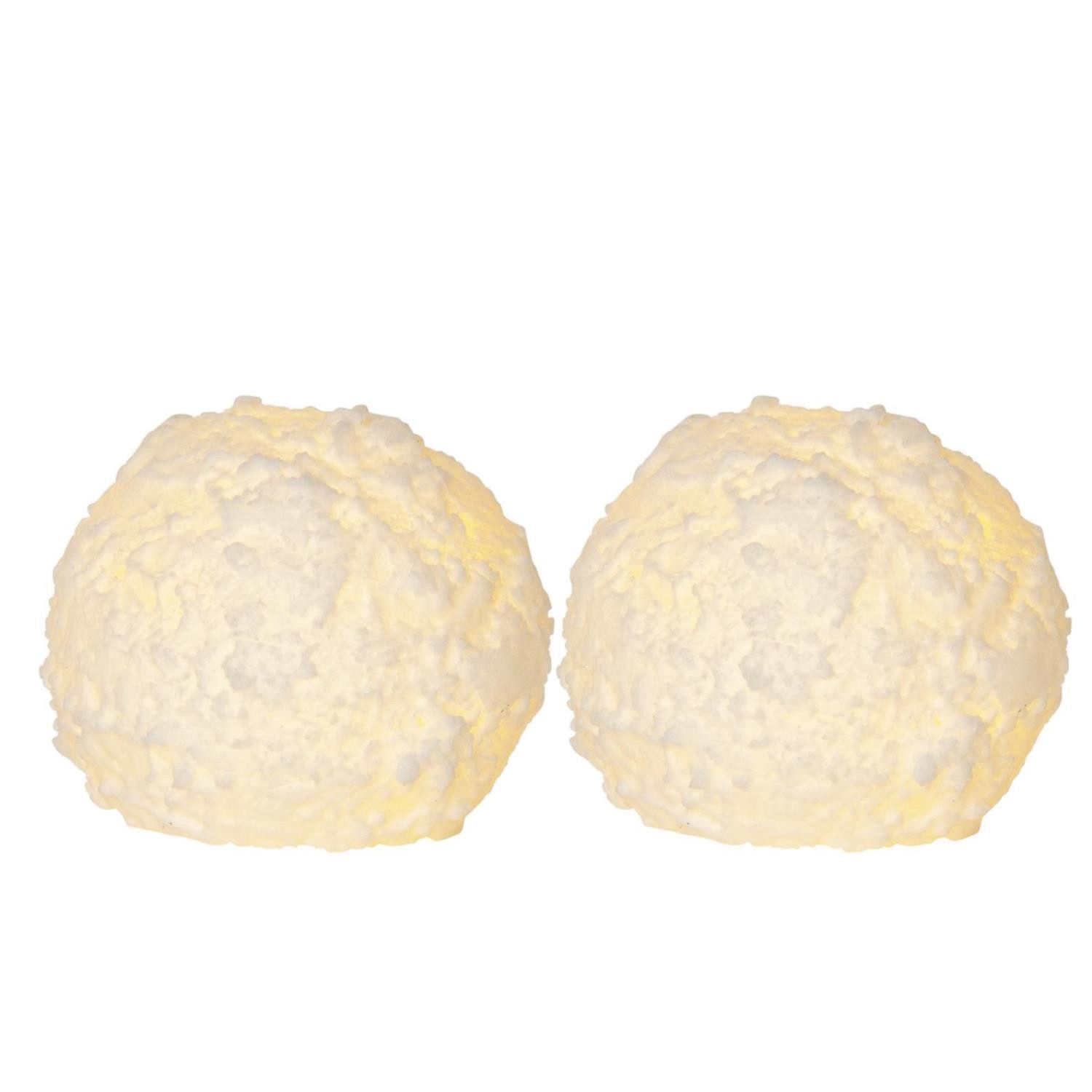 LED-Kerze LED Kerzen Schneeball Kugel Schneekugel Kugelkerze Echtwachs weiß 2St.