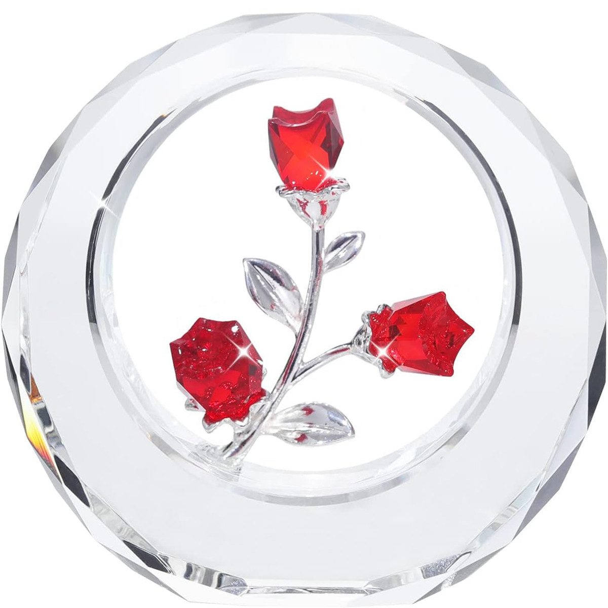 yozhiqu Dekofigur Tulpenornament aus feinem Kristall mit Außenring, Ein kreatives Geschenk für Muttertag, Valentinstag und andere Anlässe