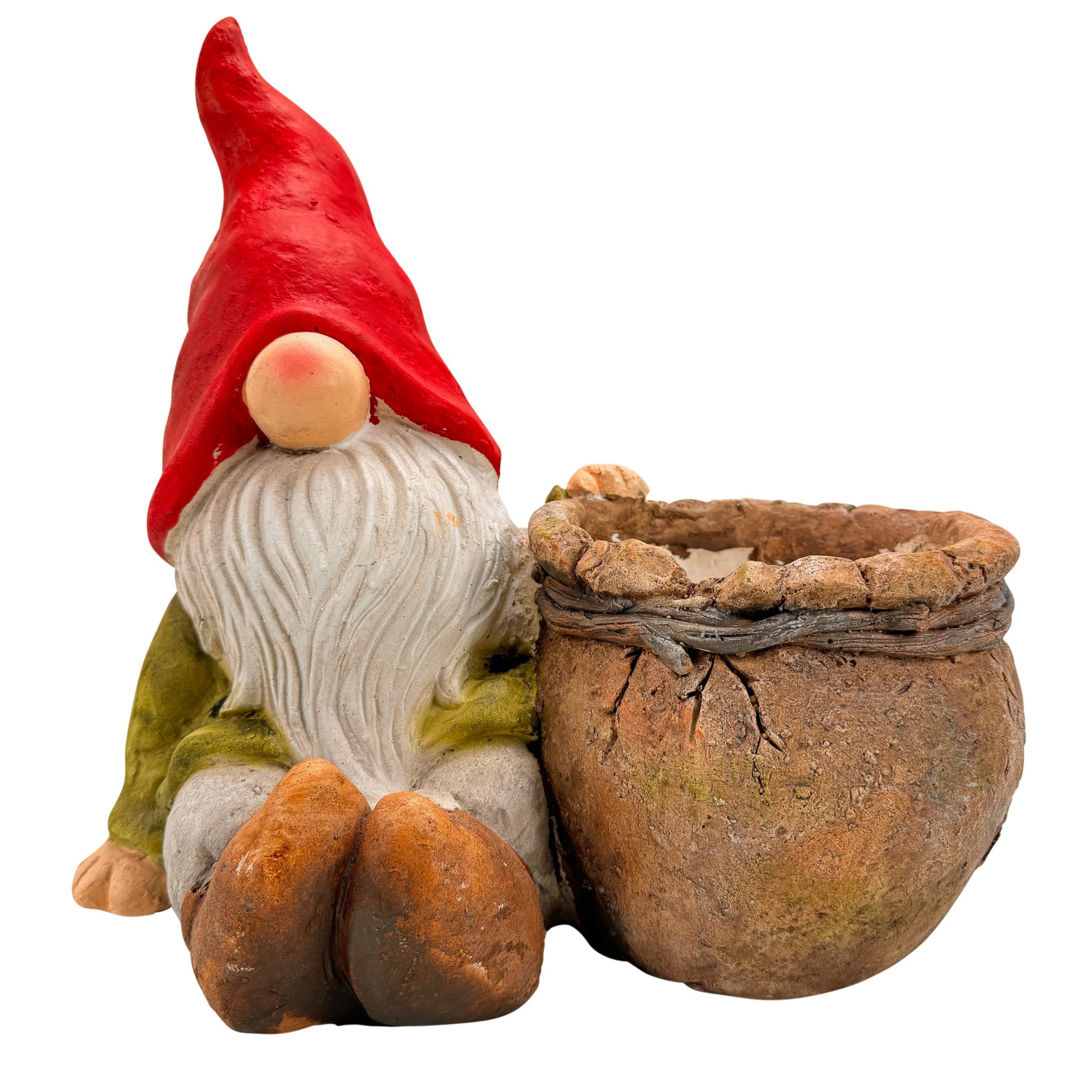Online-Fuchs Gartenfigur großer Gartenzwerg mit Blumentopf günstig online kaufen