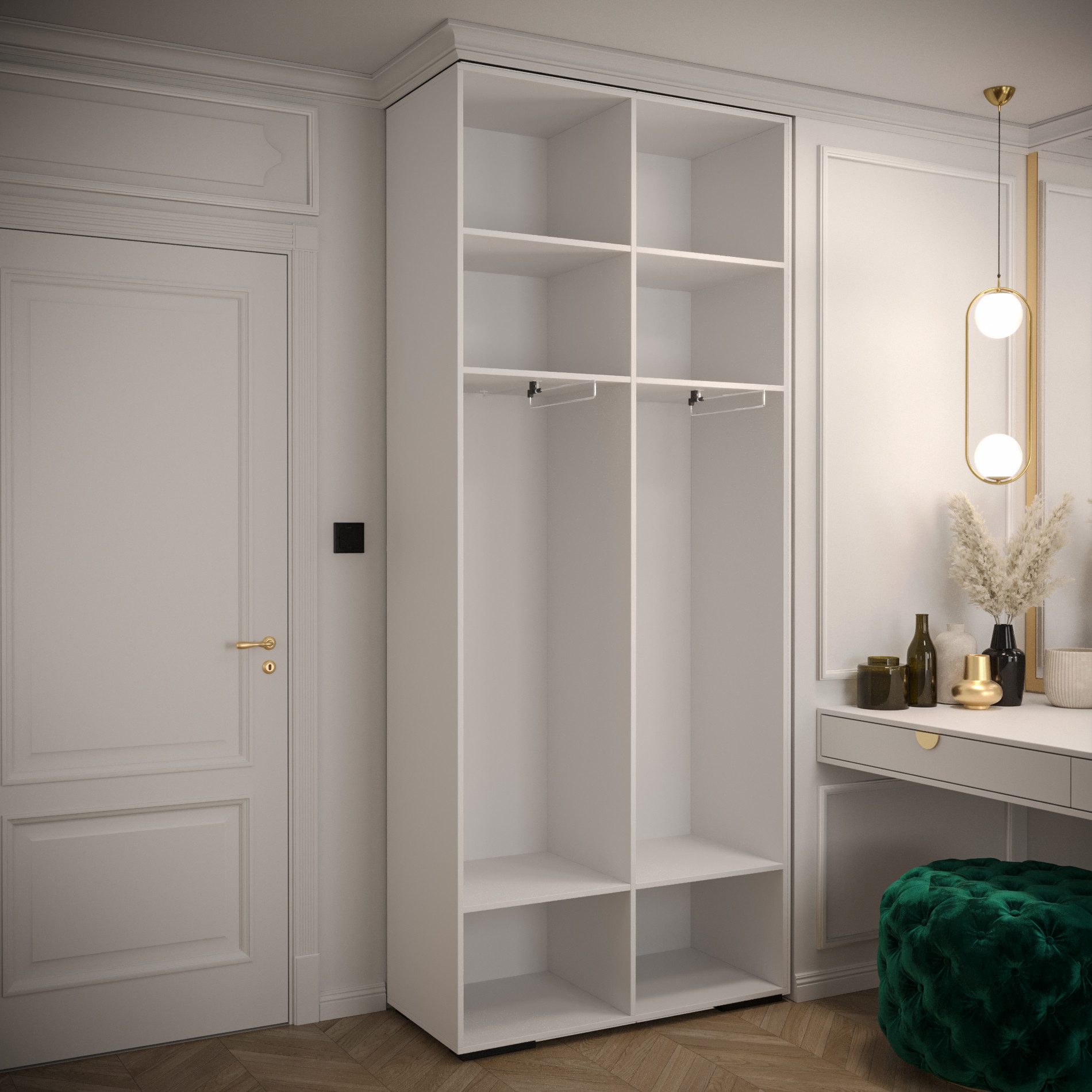ABIKS MÖBEL Drehtürenschrank MANHATTAN RYFEL 9 Schlafzimmerschrank mit Kleiderstange und Regalen – Bild 3 von 4