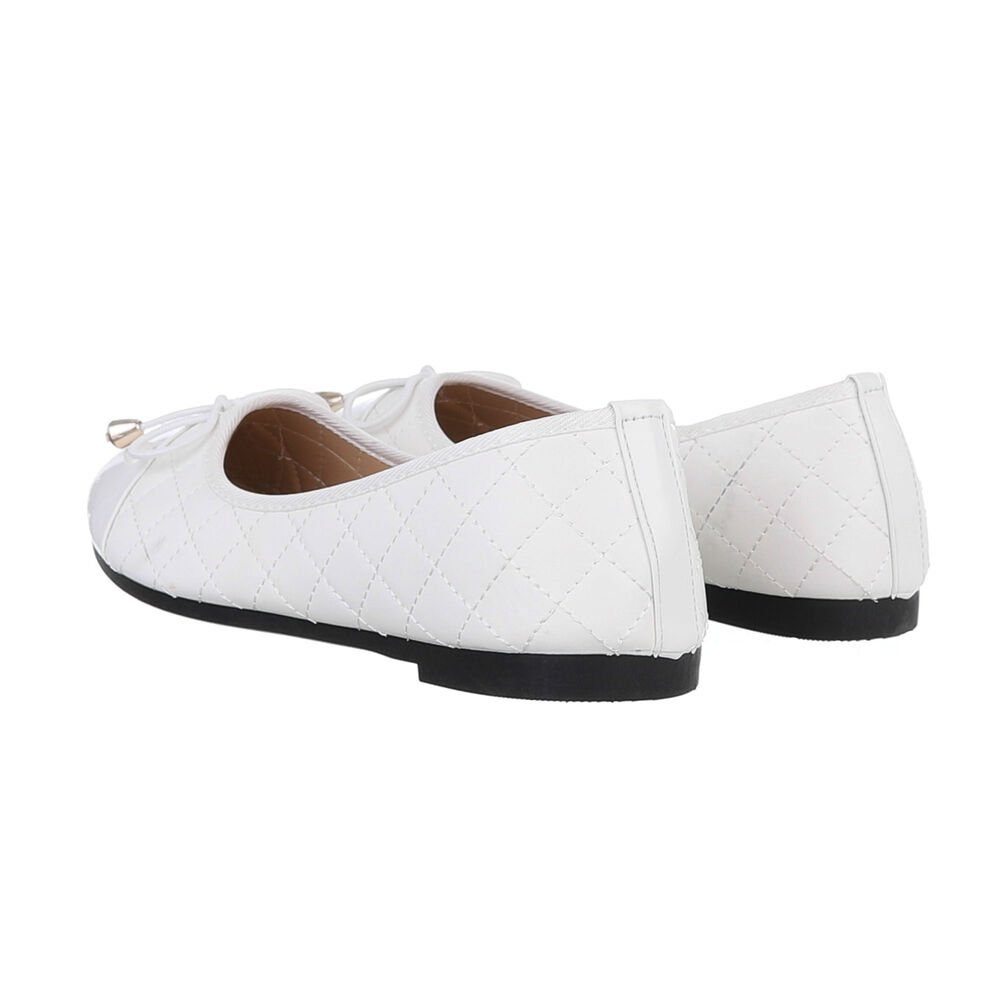 Ital-Design Damen Freizeit Ballerina (85894045) Blockabsatz Klassische Ballerinas in Weiß