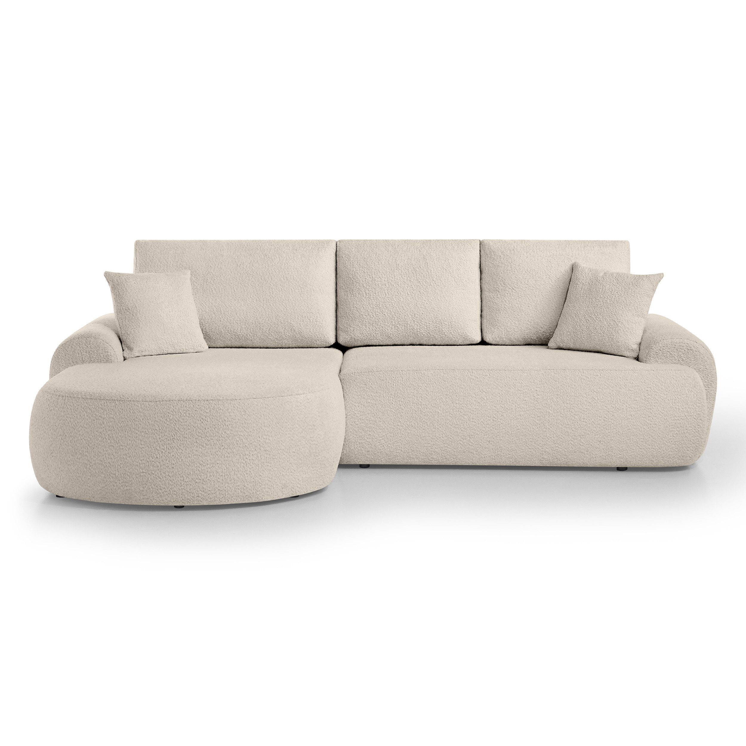 Beautysofa Ecksofa mit Kissen aus Bouclé-Stoff günstig online kaufen