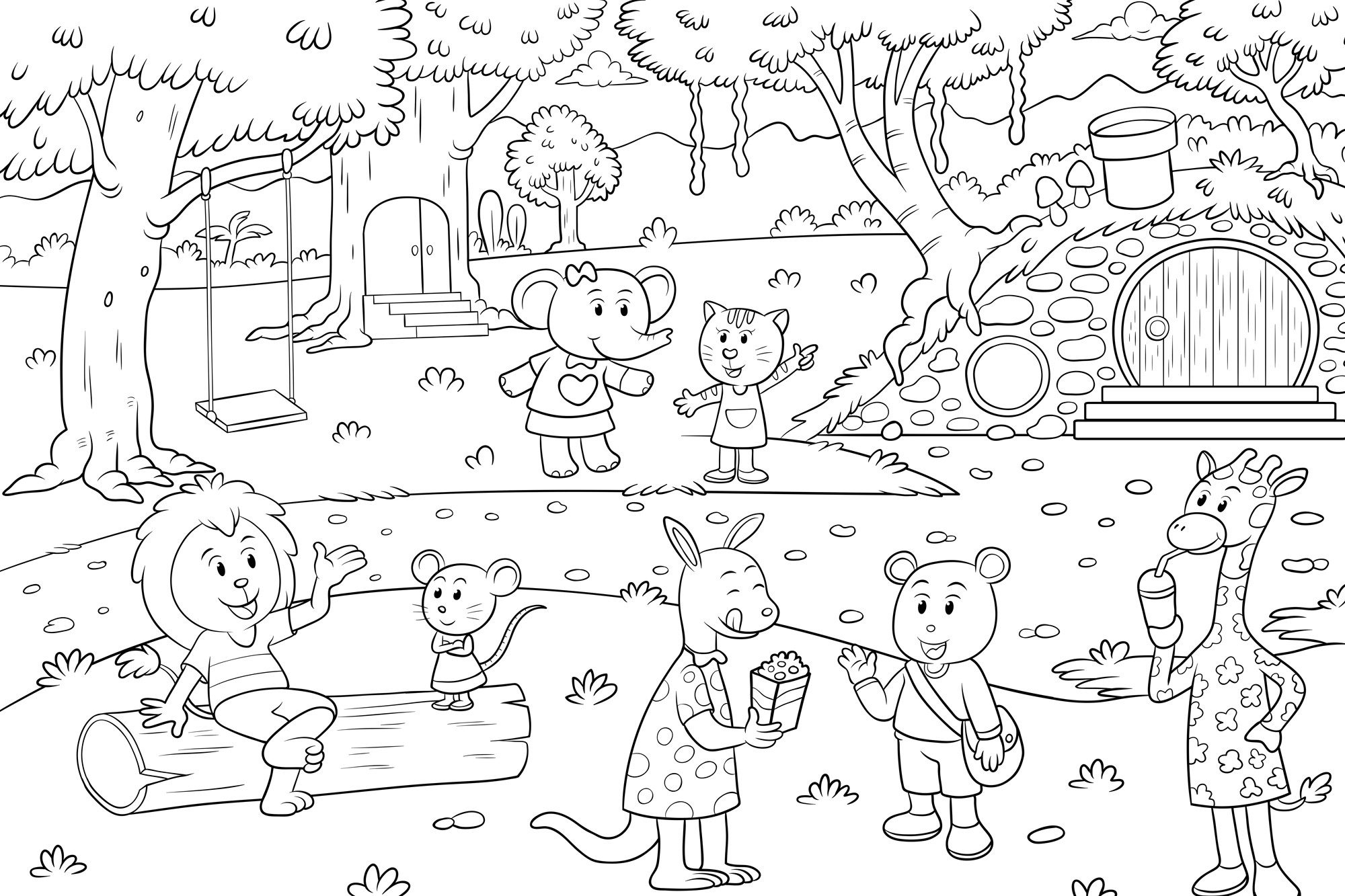 queence Bild Wildtiere, Affen, Affenbilder, Baum, Baumbilder, Bär, Bären, Bäume, Elefant, Elefanten, Felder, Figuren, Mädchen, Märchenbilder, Waldbilder, klassische Fantasie (1 St), DIY Wandbild aus Dibond