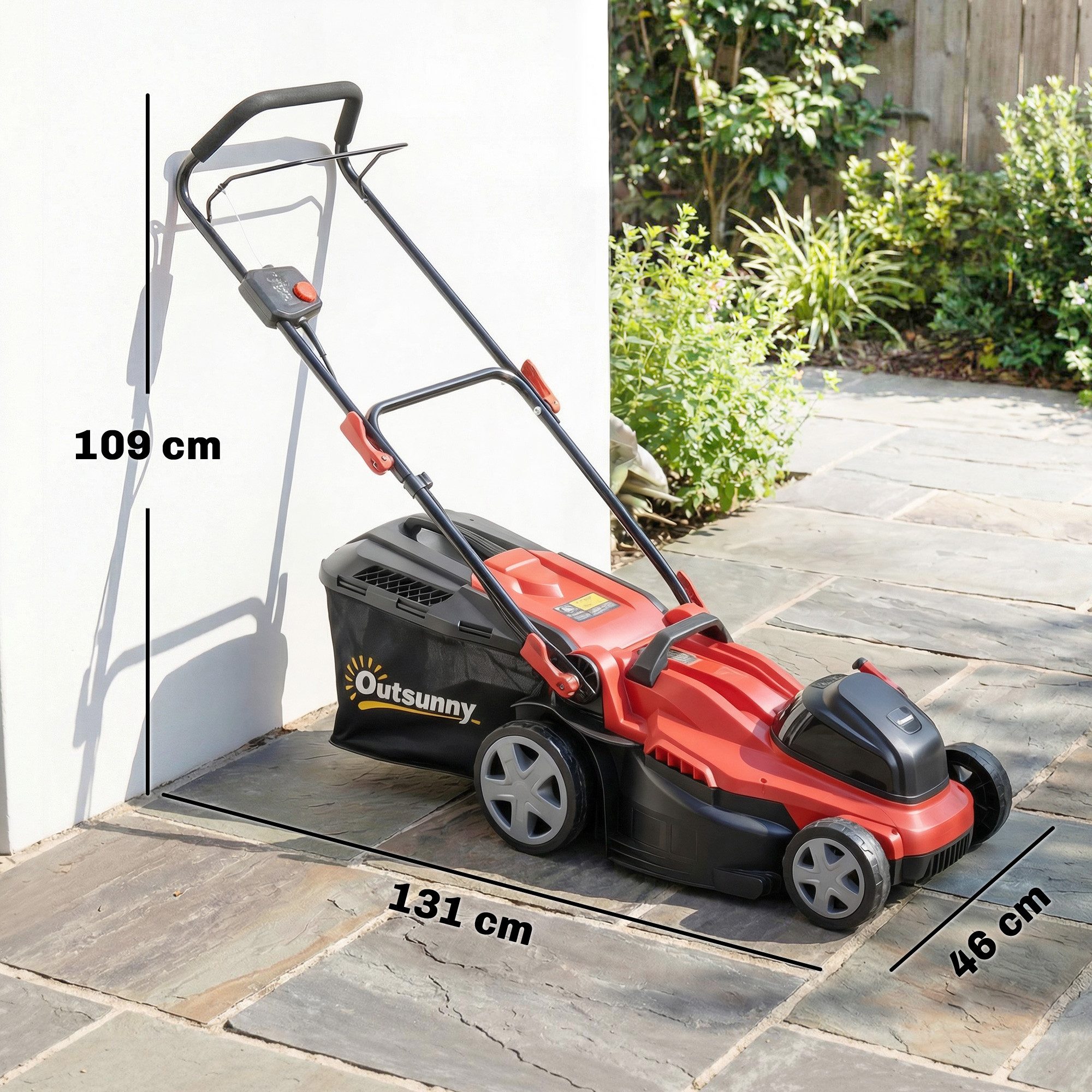 Outsunny Elektrorasenmäher Elektrischer Sichelmäher mit abnehmbar Griffe, Mäher NUR Werkzeug, 40 cm Schnittbreite, (Elektrischer Sichelmäher, Elektro Rasenmäher), für Rasen