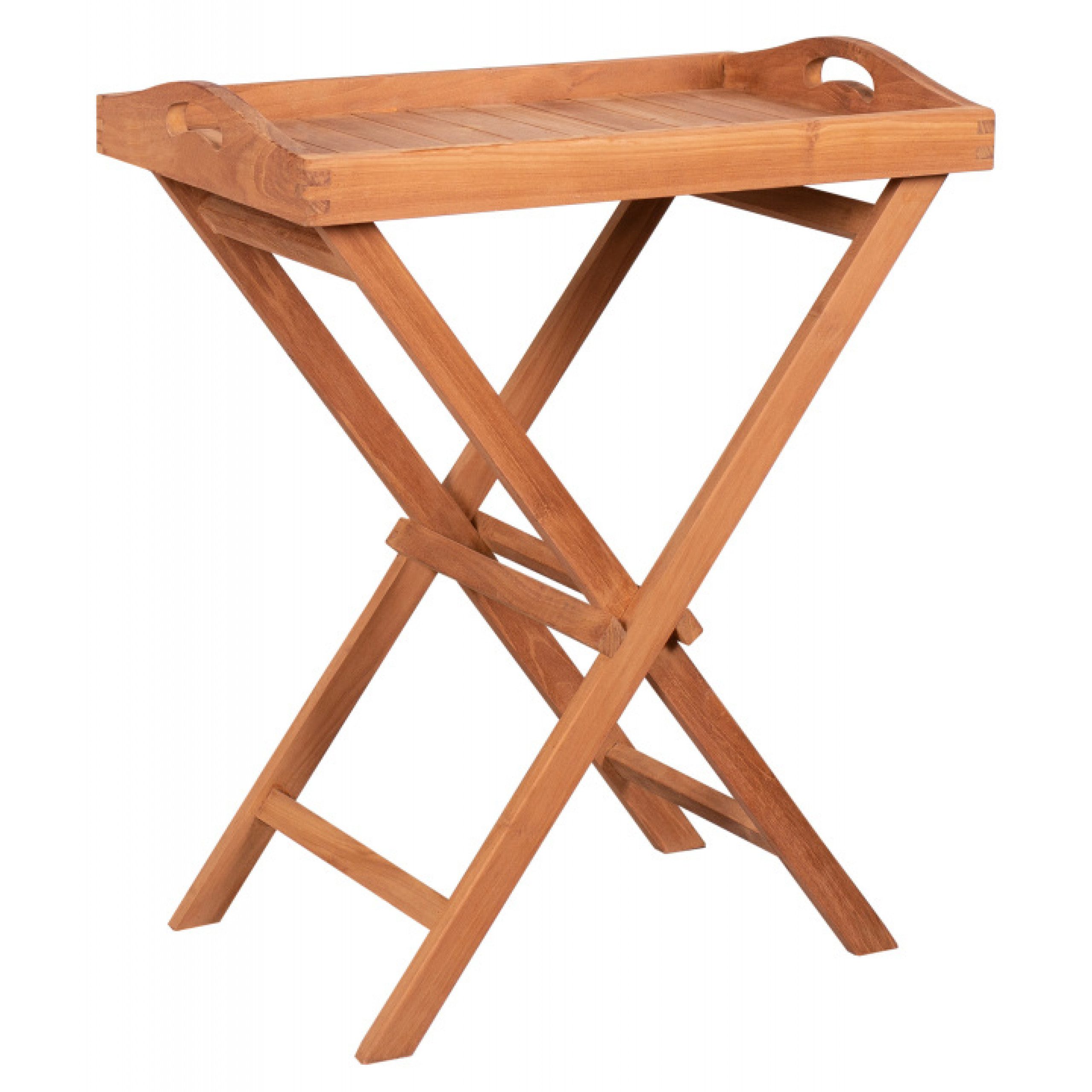 deVries Beistelltisch deVries Tablett mit Gestell WOODIE aus Teakholz klappbar Holztablett