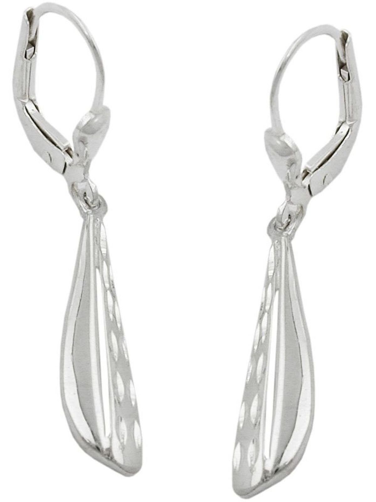 Gallay Paar Ohrhänger Ohrhänger Ohrringe 36x5mm diamantiert glänzend Silber 925 (1-tlg)