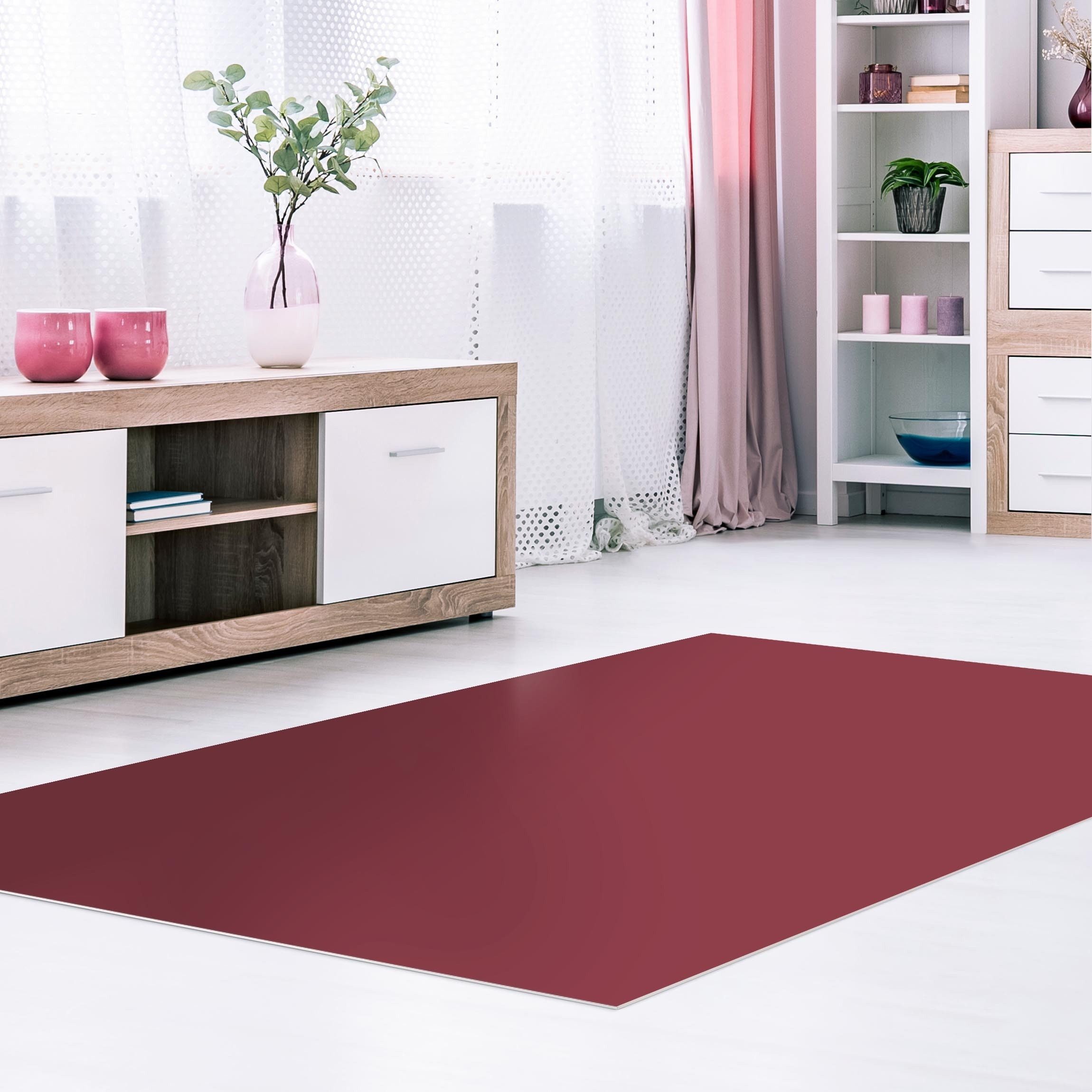 Bilderdepot24 Teppich Vinyl Wohnzimmer Schlafzimmer Flur Küche Einfarbig modern, rechteckig - rot glatt, nass wischbar (Küche, Tierhaare) - Saugroboter & Bodenheizung geeignet