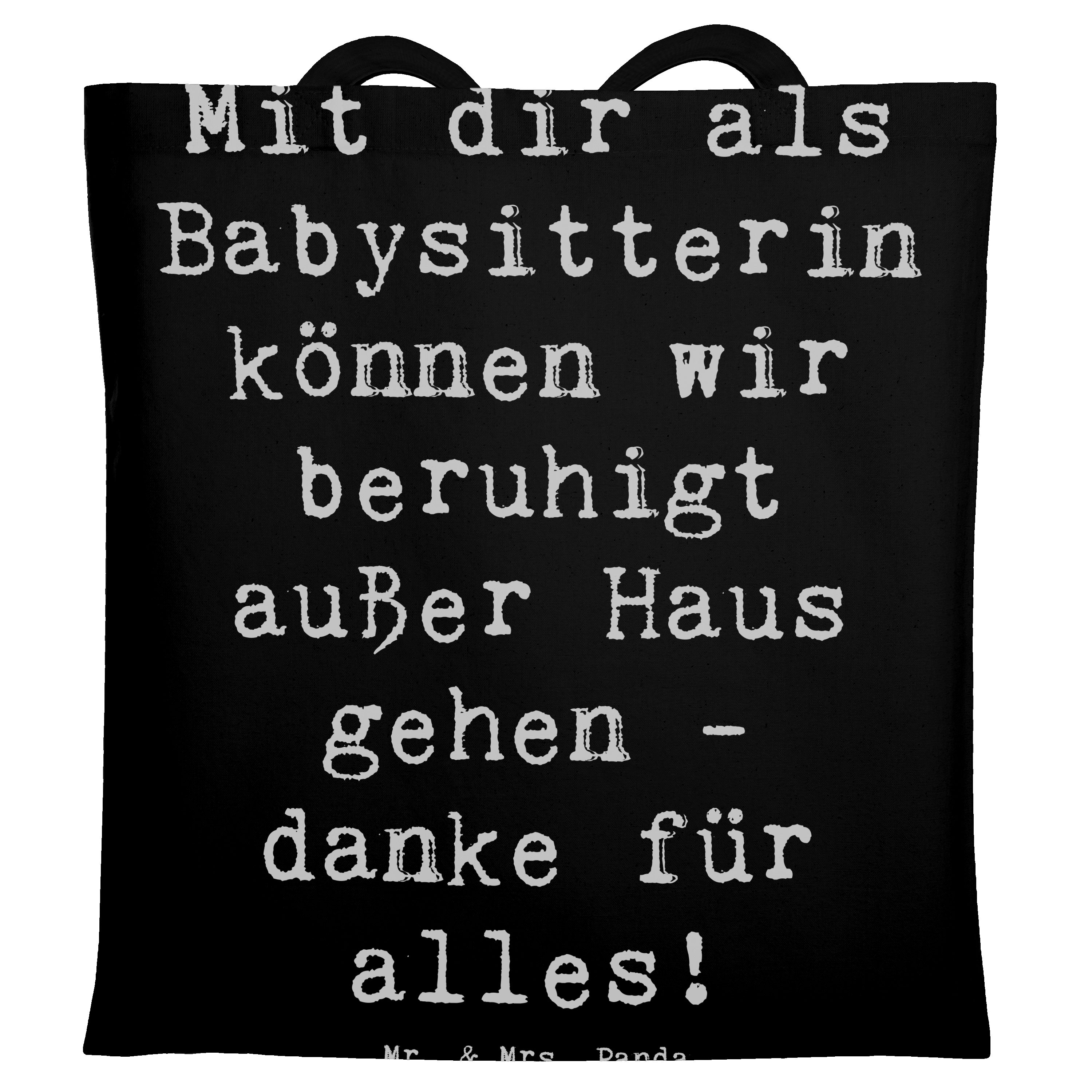Tragetasche Babysitter Dank - Schwarz - Geschenk, Babysitting, Fürsorge, Sicherhe