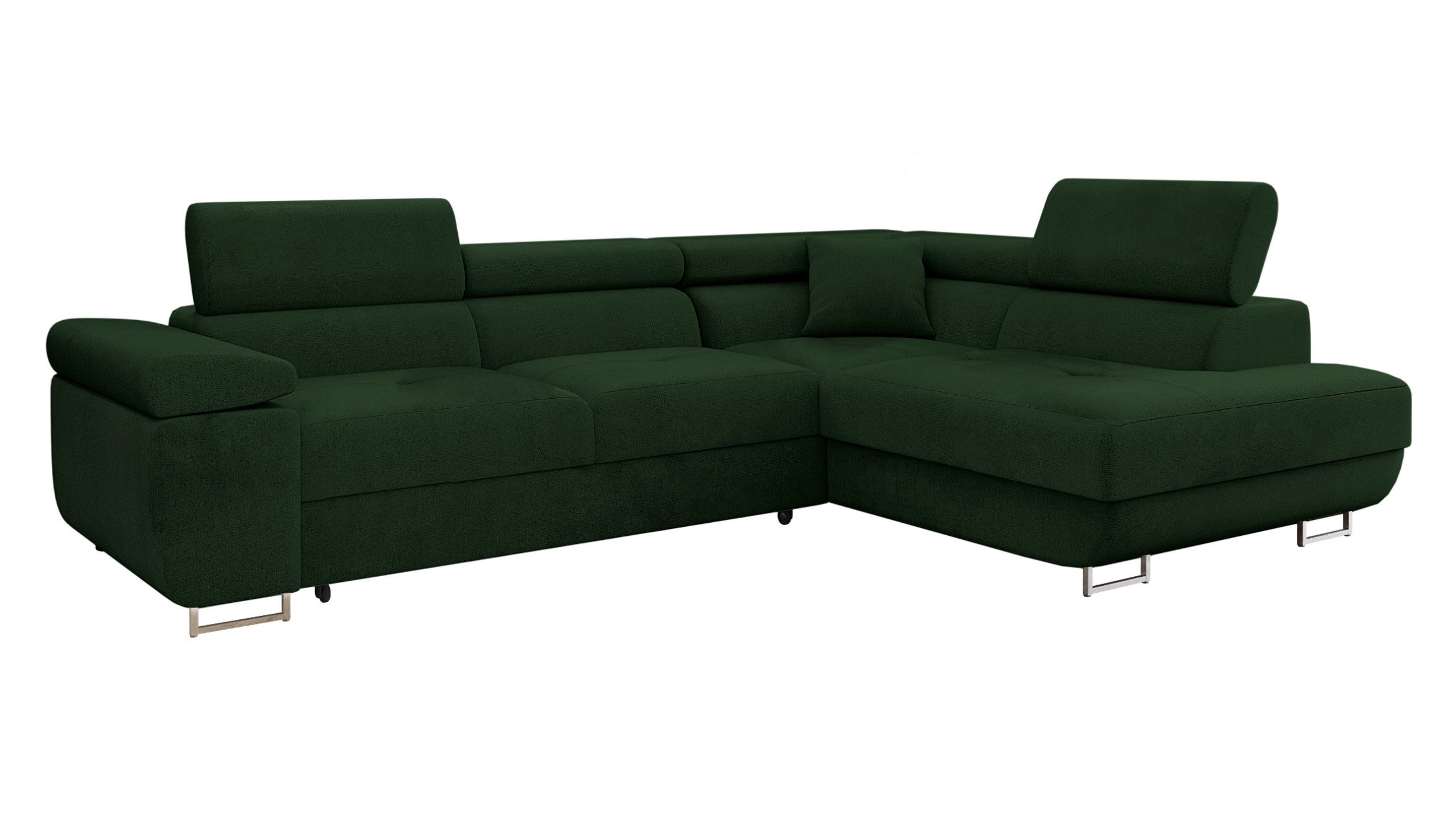 MIRJAN24 Ecksofa Torezio, mit Bettkasten und Schlaffunktion, Einstellbare Kopfstützen, 274x203x70-90 cm