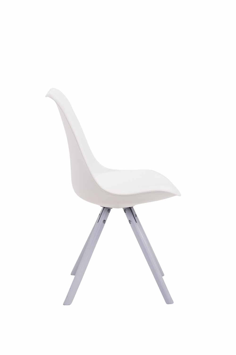 Sitzfläche Esszimmerstuhl - Buchenholz hochwertig - rund Kunstleder (Küchenstuhl Sitzfläche: Besucherstuhl mit weiß - Wohnzimmerstuhl), - Konferenzstuhl weiß gepolsterter TPFLiving Toulon Gestell: