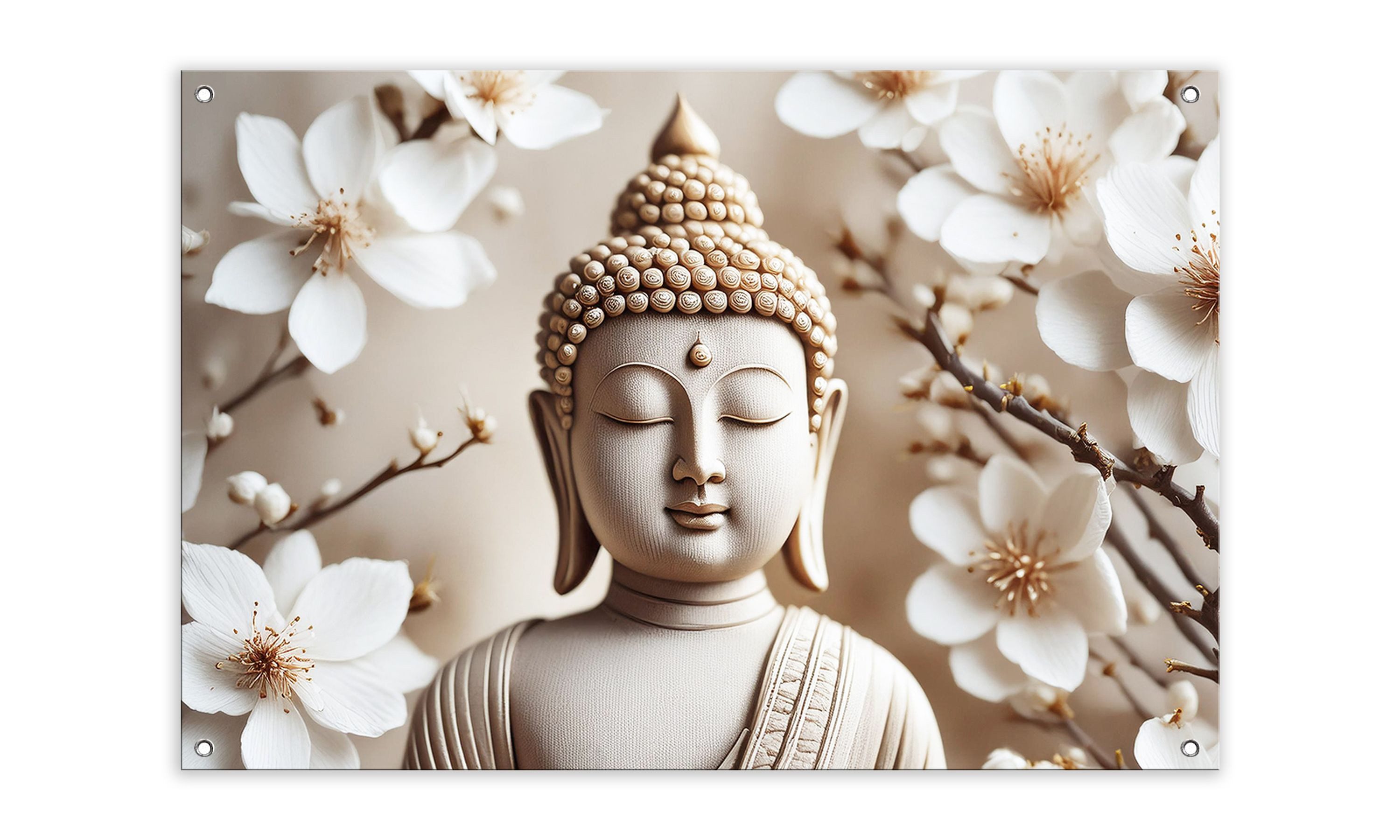 artissimo Poster Garten-Poster 90x60cm Buddha wetterfest Outdoor-Deko beige, Outdoor-Poster: Buddha Zen