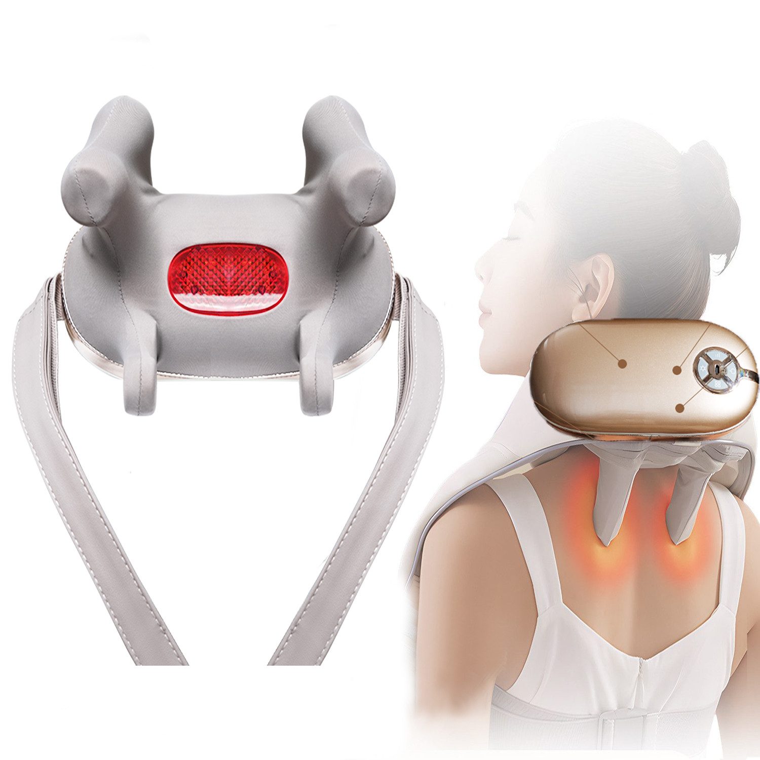 Shiatsu-Massagekissen Akupressur-Massagegerät mit Heizfunktion, Schultermassage