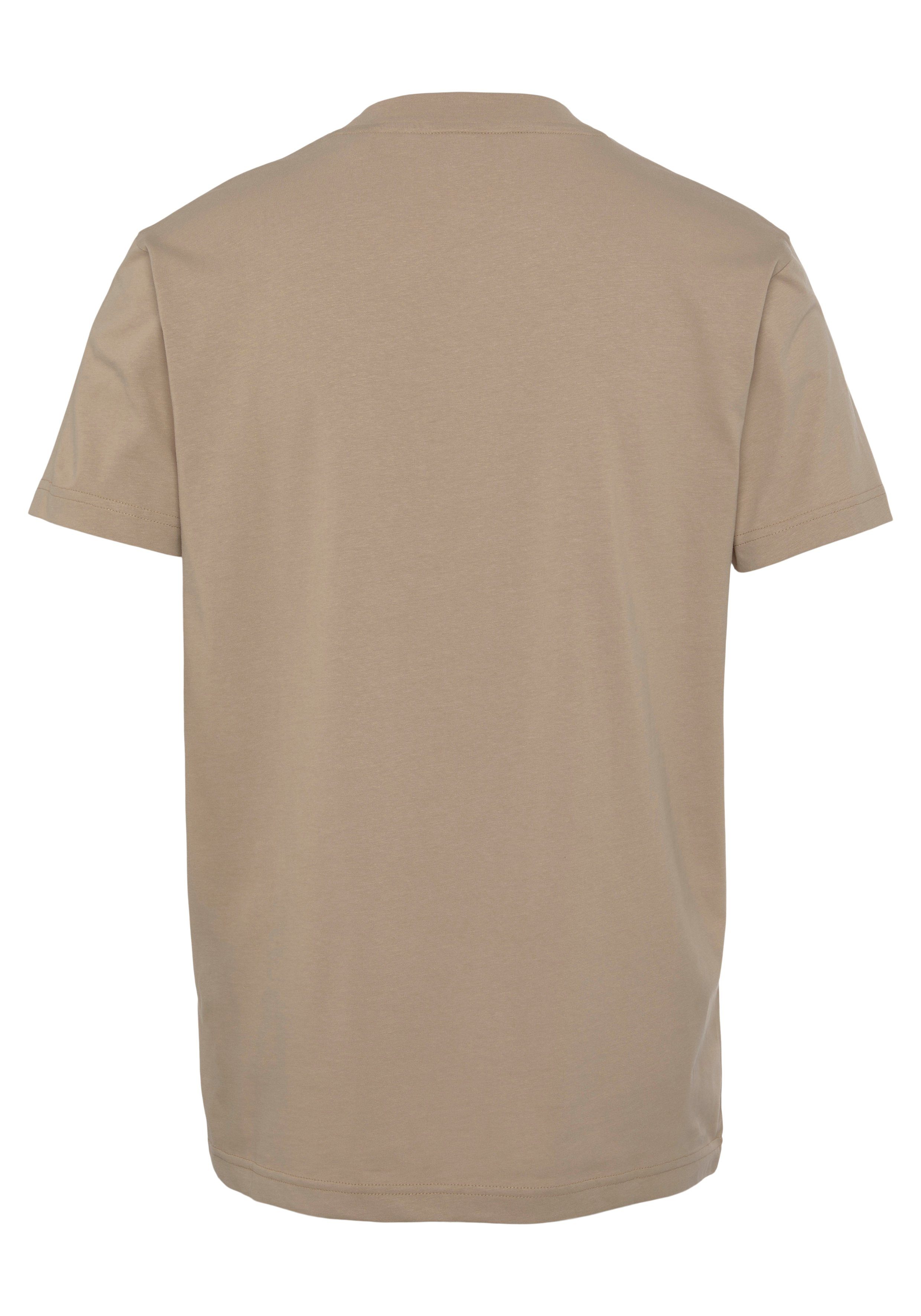 Gant T-Shirt REG MED concrete beige der TONAL Logostickerei SS auf mit Brust SHIELD TSHIRT