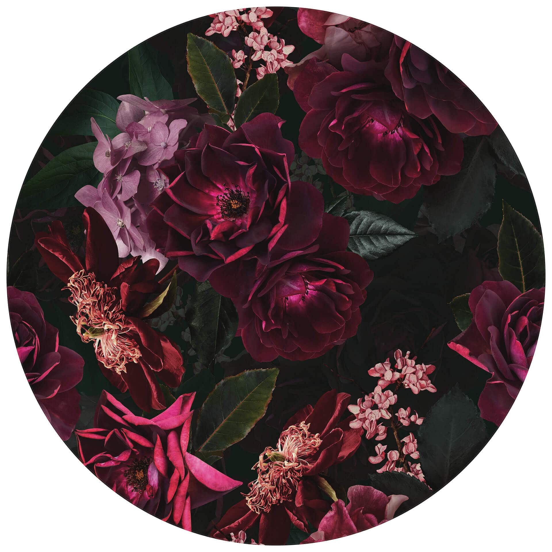 K&L Wall Art Fototapete selbstklebend Vliestapete Blumen Wandbild rund Vintage Natur Wanddeko, floral, bedruckt, selbstklebende Tapete