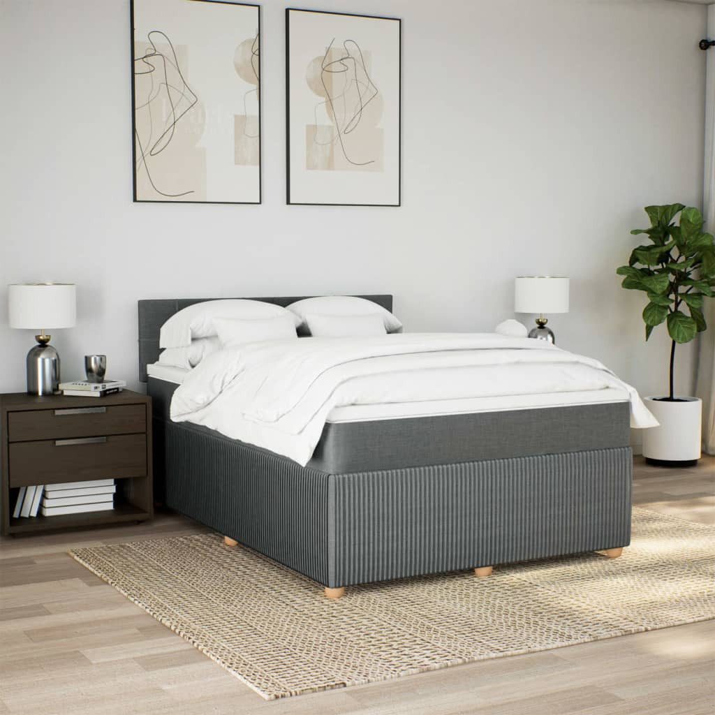 vidaXL Bett Boxspringbett mit Matratze Dunkelgrau günstig online kaufen