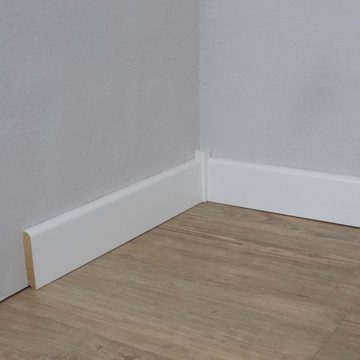 PROVISTON Sockelleiste MDF, 10 x 58 x 2500 mm, Weiß, Fußleiste, MDF foliert