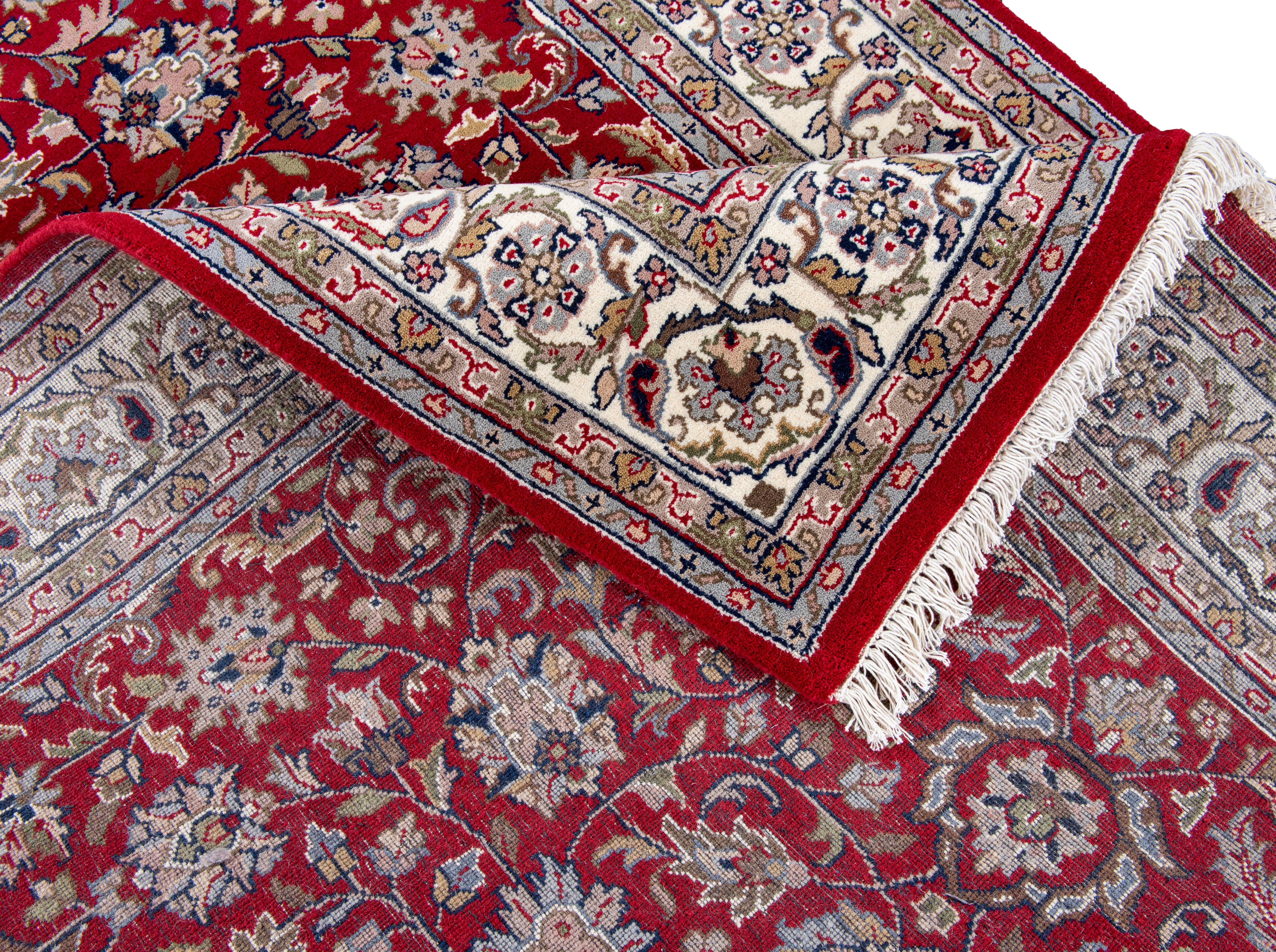 THEKO Orientteppich Benares Isfahan, handgeknüpft, rechteckig, Höhe: 12 mm, reine Wolle, mit Fransen, Wohnzimmer
