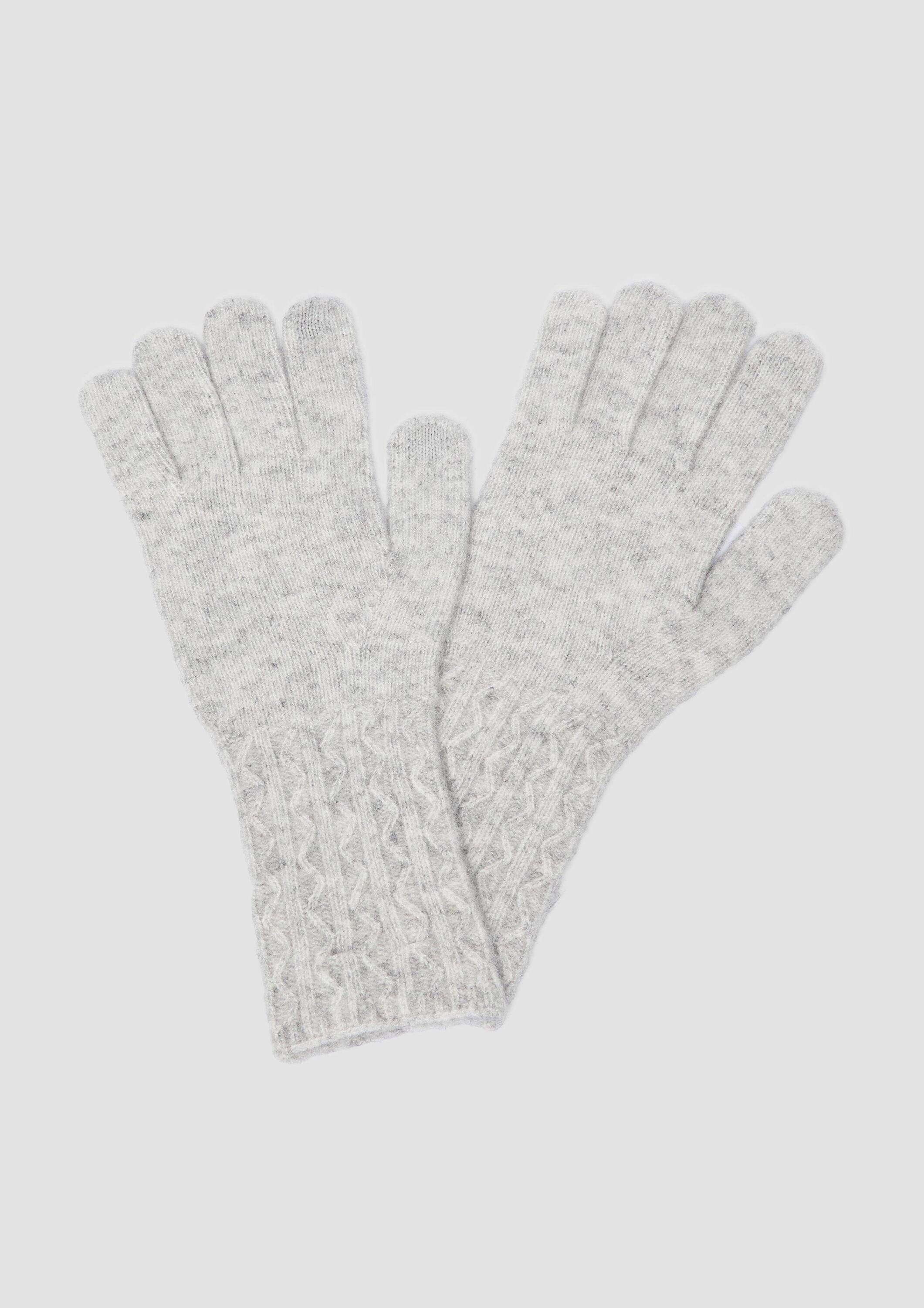 s.Oliver Strickhandschuhe Handschuhe Fingerhandschuhe mit Strickmuster und Wollanteil