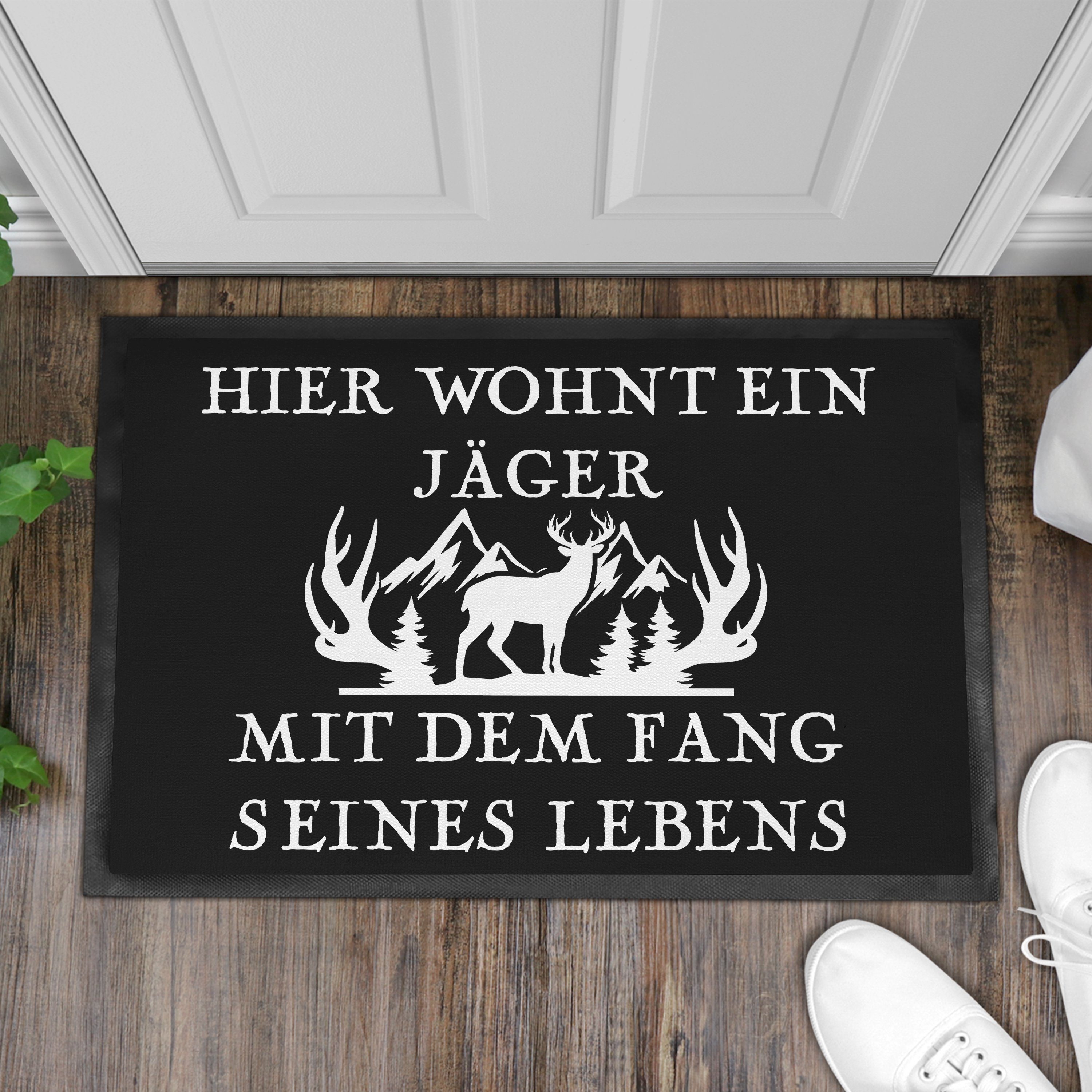 Trendation Fußmatte Hier Wohnt Ein Jäger Fussmatte Geschenk für Jäger Lusti günstig online kaufen