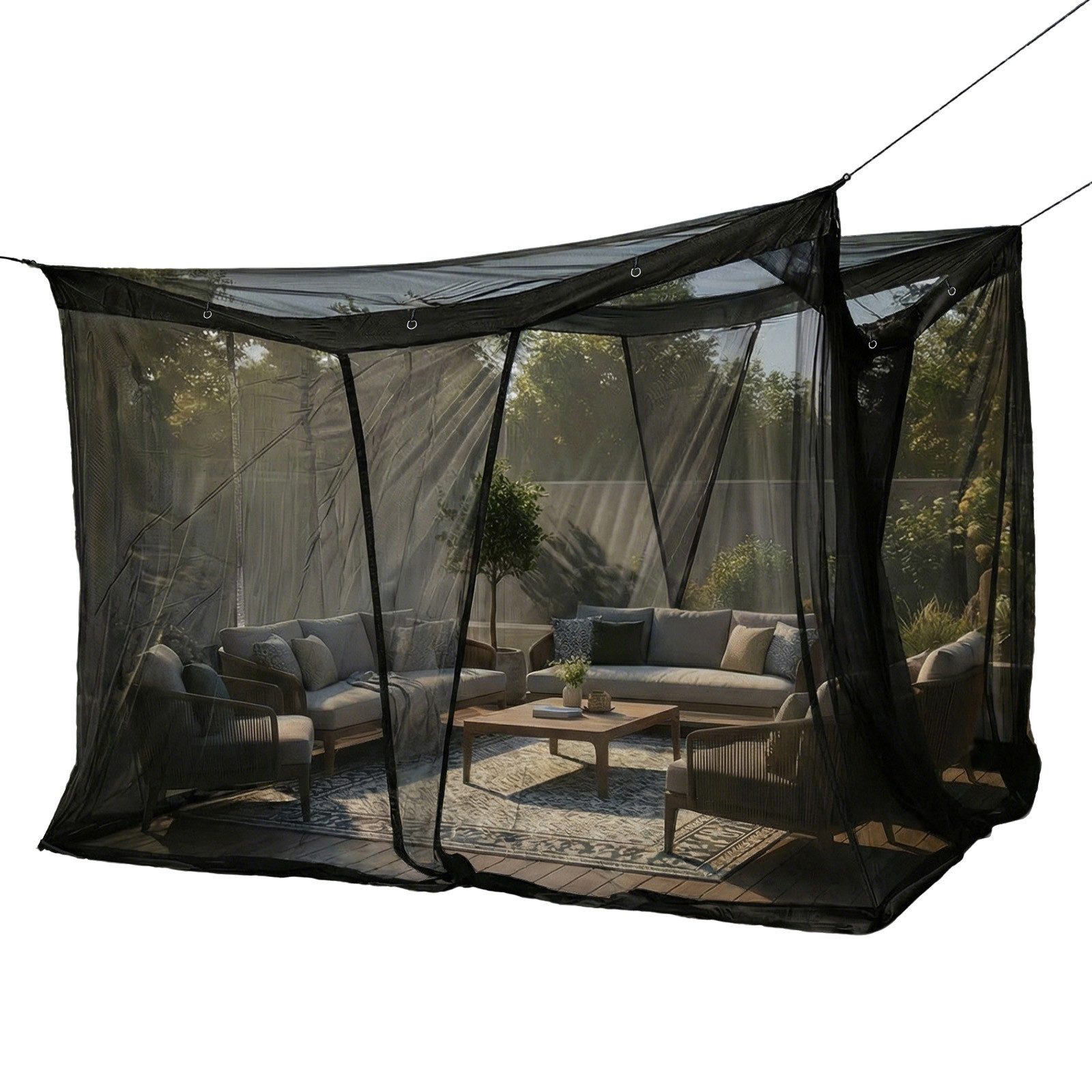 Sekey Moskitonetz Moskitonetz Pavillon 3,5x2,5x2,5m Insektenschutz Garten Outdoor Balkon, Fliegennetz für Pergola Garten groß Mückenschutz stabil
