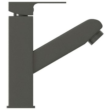 vidaXL Wannenarmatur Waschbeckenarmatur mit Herausziehbarer Brause Grau 157x172 mm