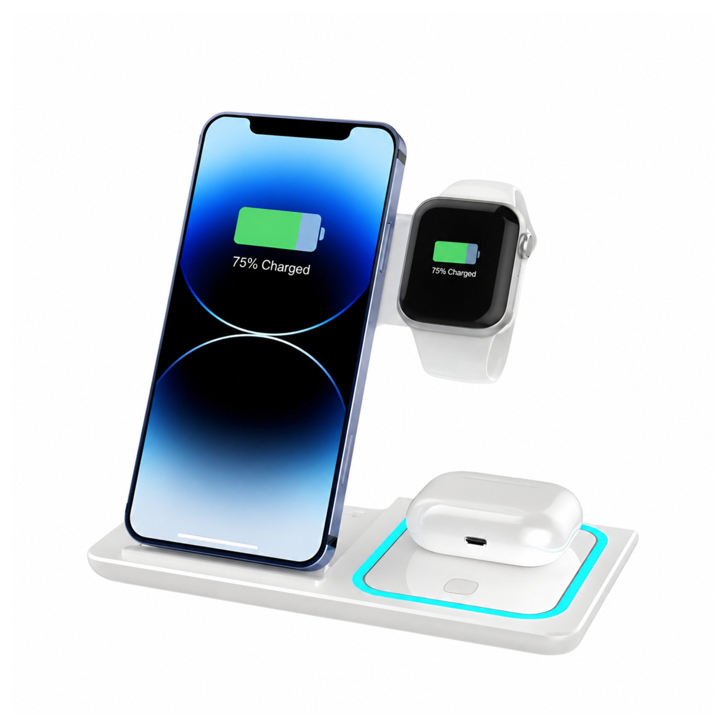 PlugUp Ladestation für Apple Watch iPhone & AirPods 3in1 MagSafe Ladegerät Ladestation (3000 mA, 3in1 Ladestation für Apple Watch, iPhone & AirPods – MagSafe Ladegerät)