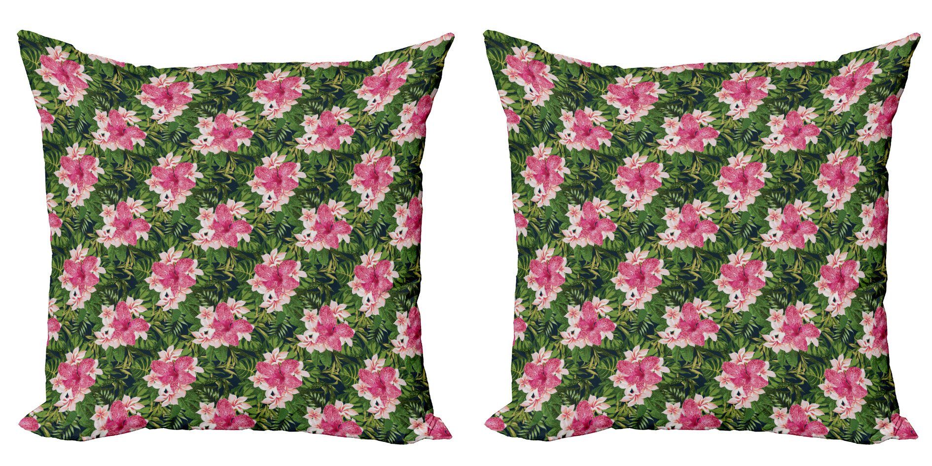 Kissenbezüge Modern Accent Doppelseitiger Digitaldruck, Abakuhaus (2 Stück), Blumen Blooming Hawaiian Jungle