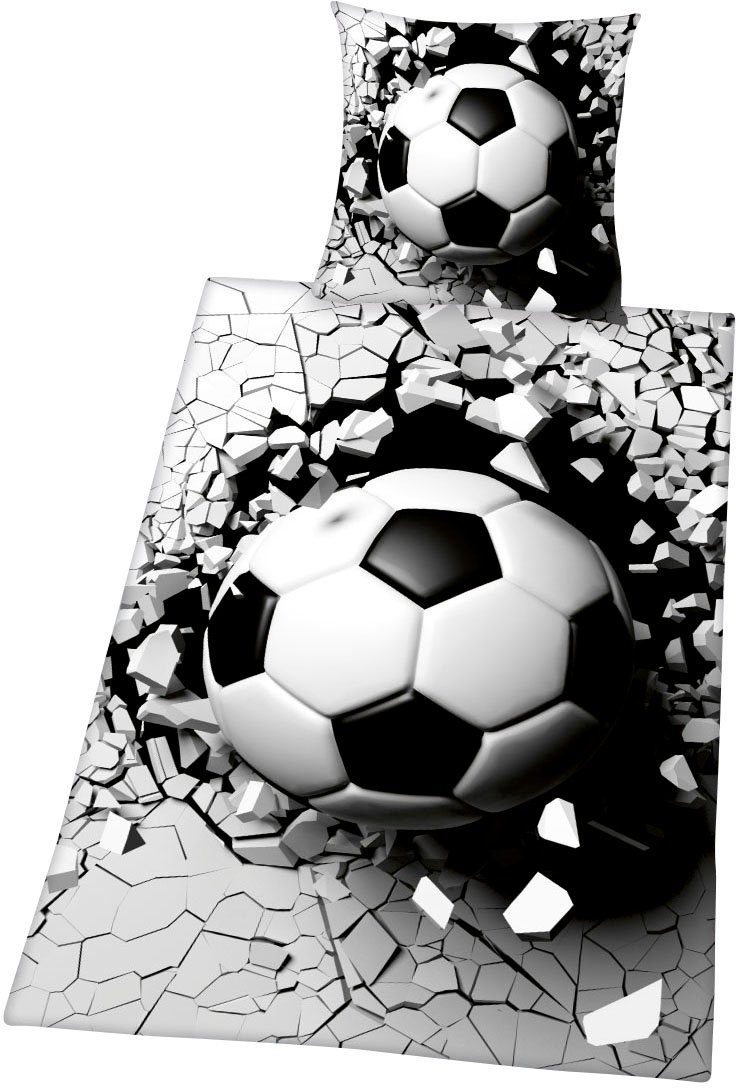 Herding Young Collection Bettwäsche Fussball 3D, Renforcé, 2 teilig