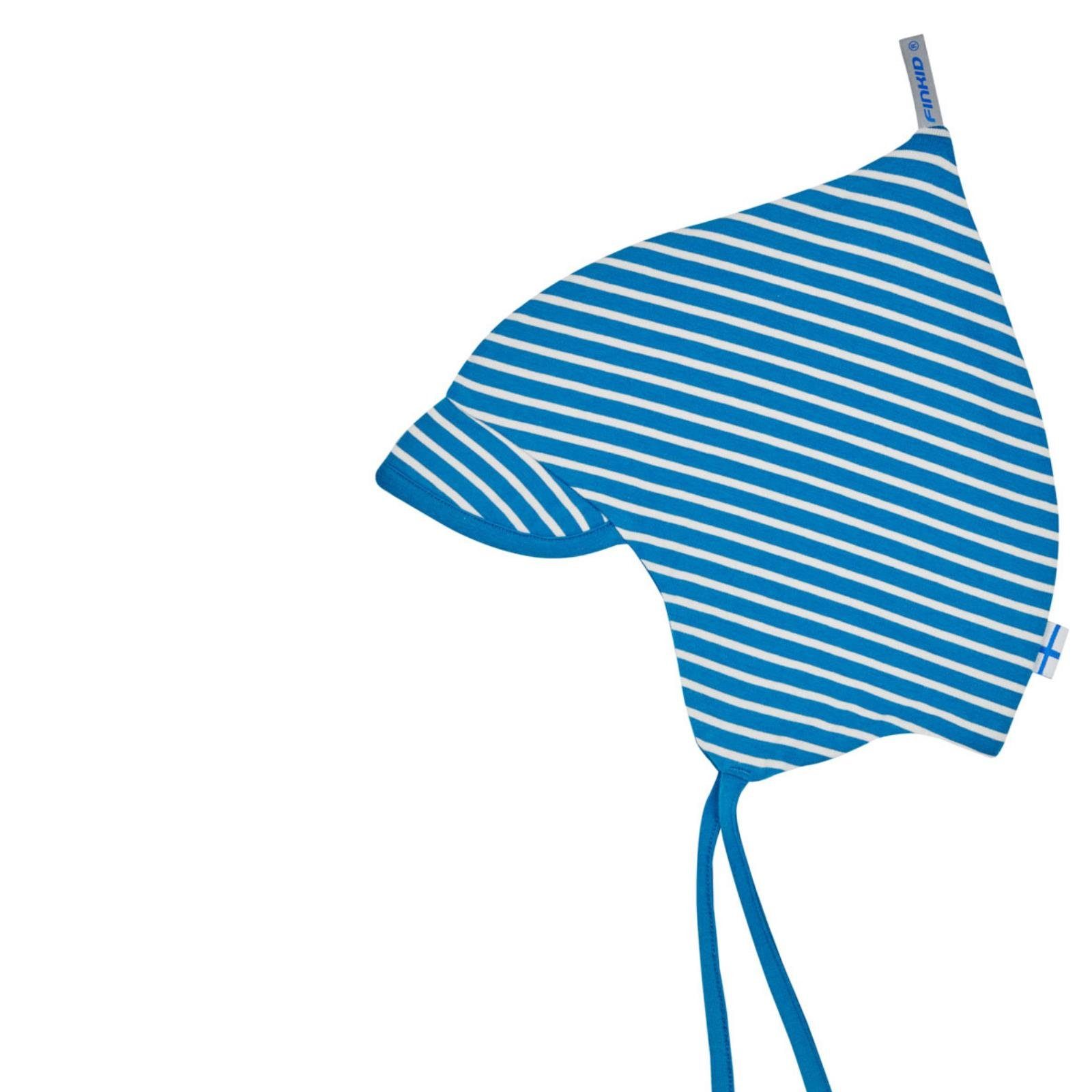 Kleinkindmütze Spring Schirmchen Popi mit Bindemütze Seaport/Offwhite Finkid - Ohren liegt den hellblau Bindemütze an Beanie Finkid eng Zipfelmütze