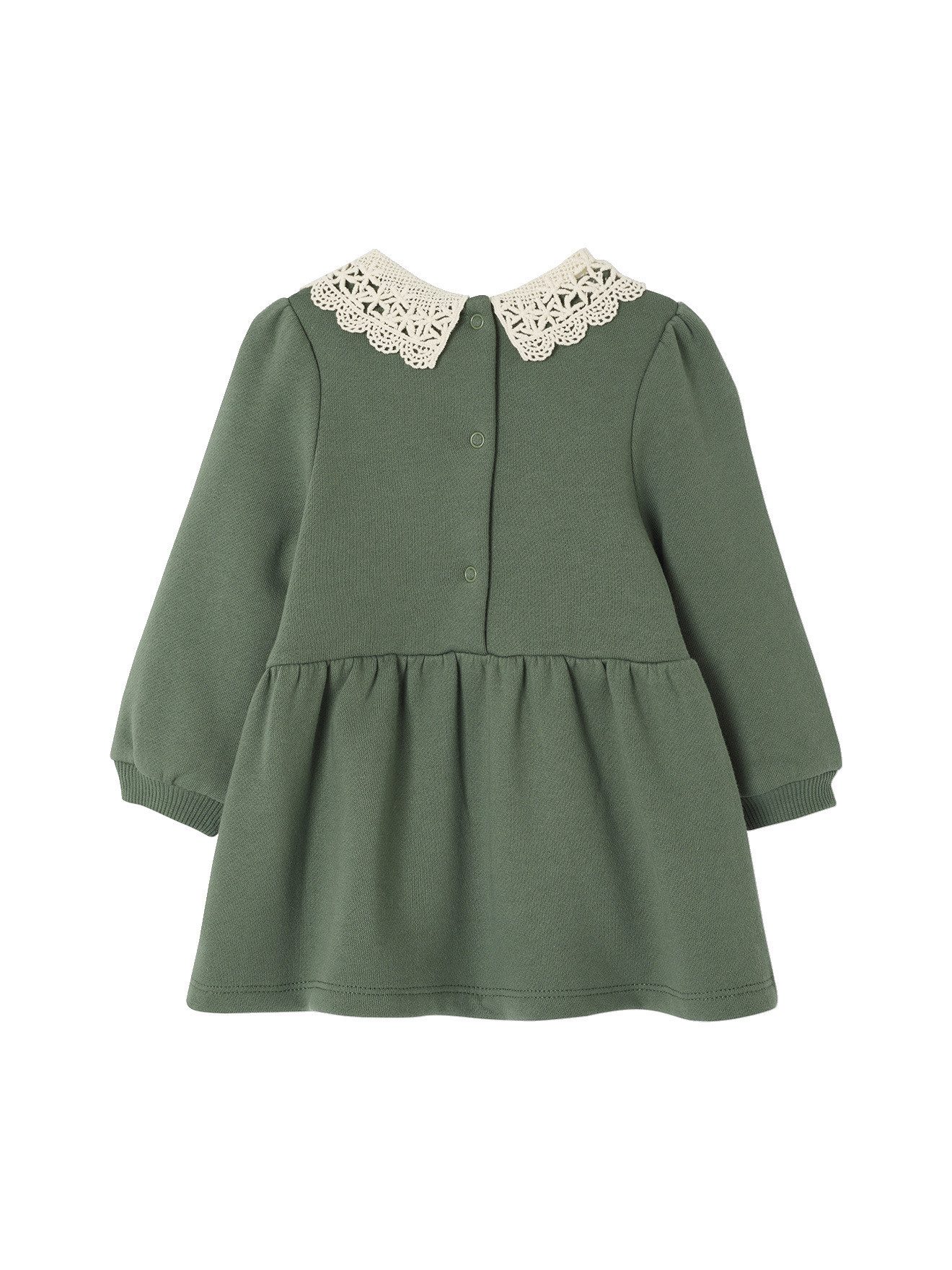 vertbaudet Sweatkleid Mädchen Baby Sweatkleid mit Häkelkragen – Bild 2 von 5