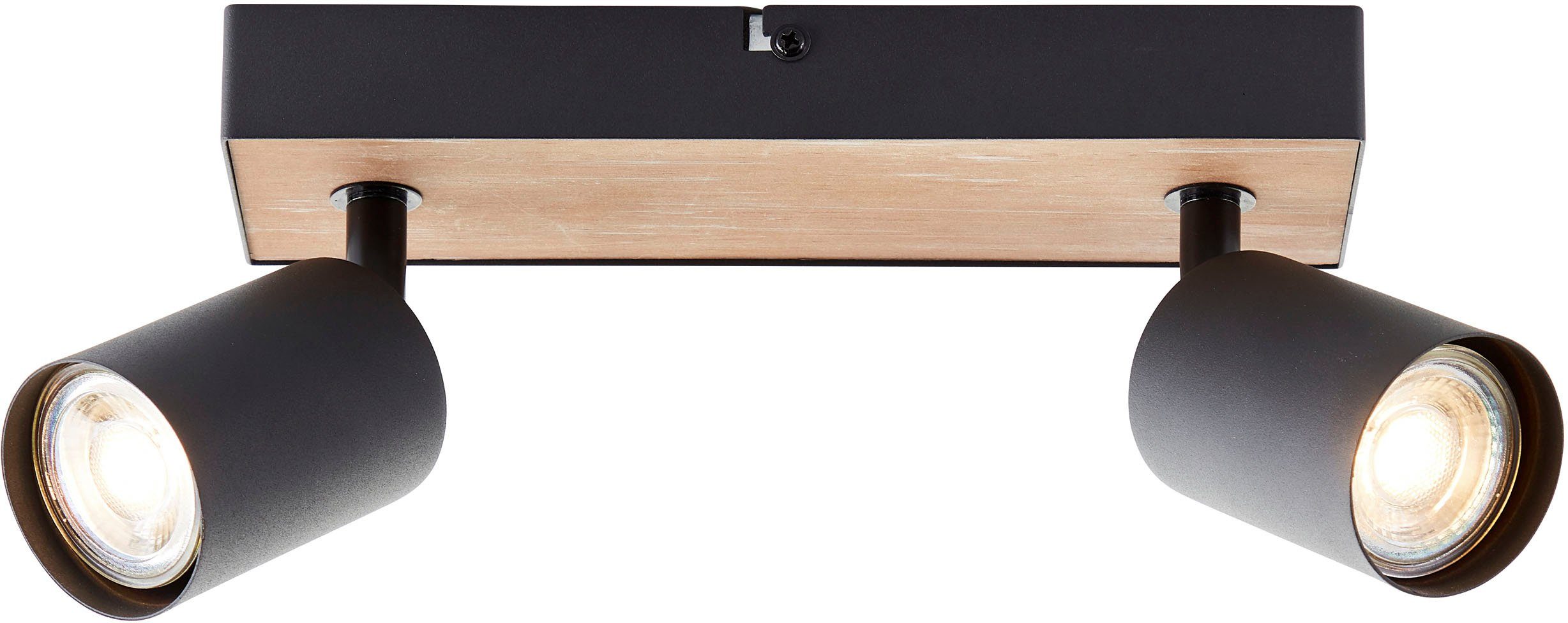 Deckenstrahler Jello 345lm, Metall/Holz LED 15x24x8 Warmweiß, schwenkbar, Spotbalken wechselbar, GU10, Brilliant Wood, 3000K, cm,