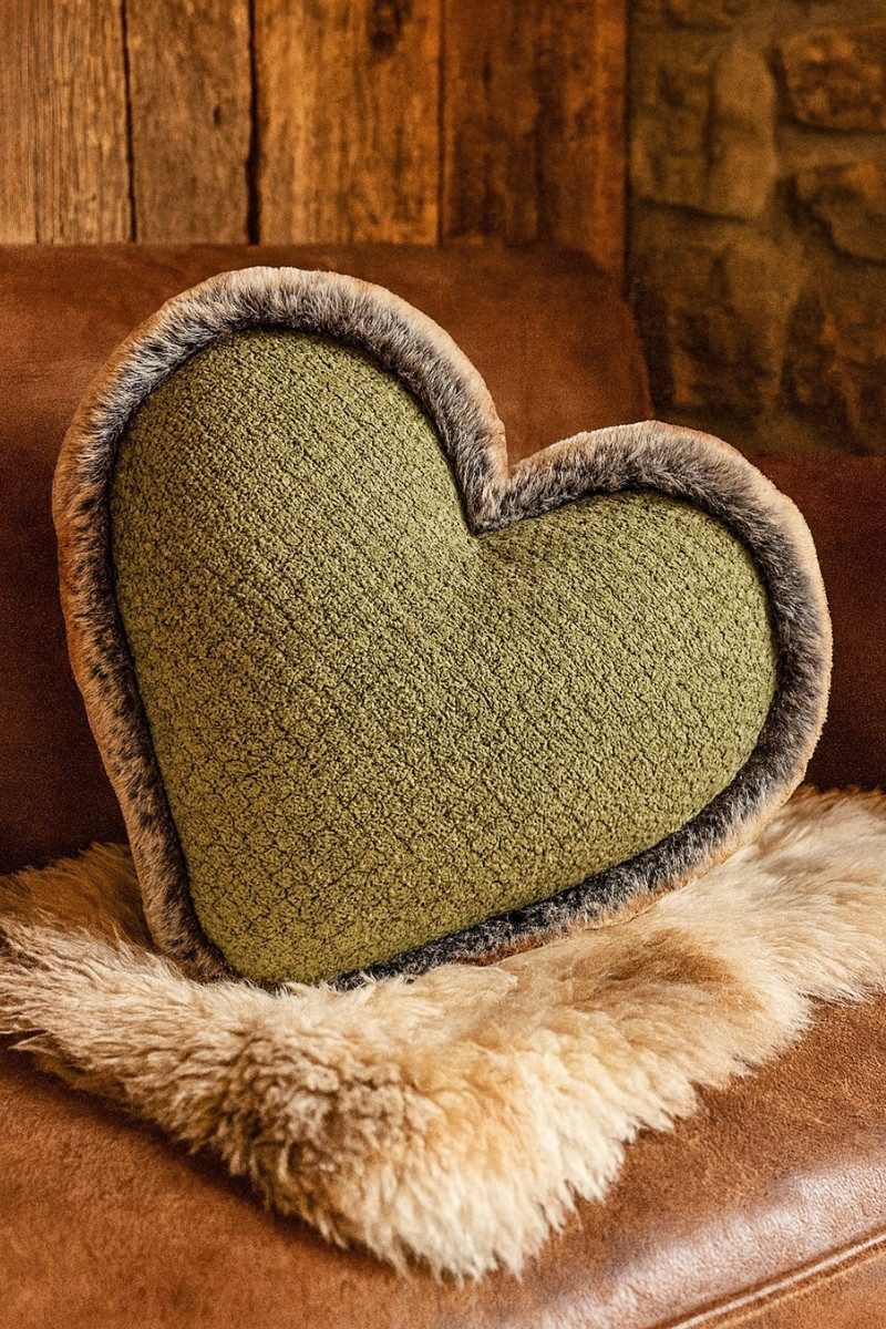 Steen Design Kissenhüllen Dekokissen - HERZ - moos
