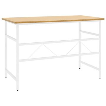 furnicato Schreibtisch Computertisch Weiß und Eiche Hell 105x55x72 cm MDF und Metall