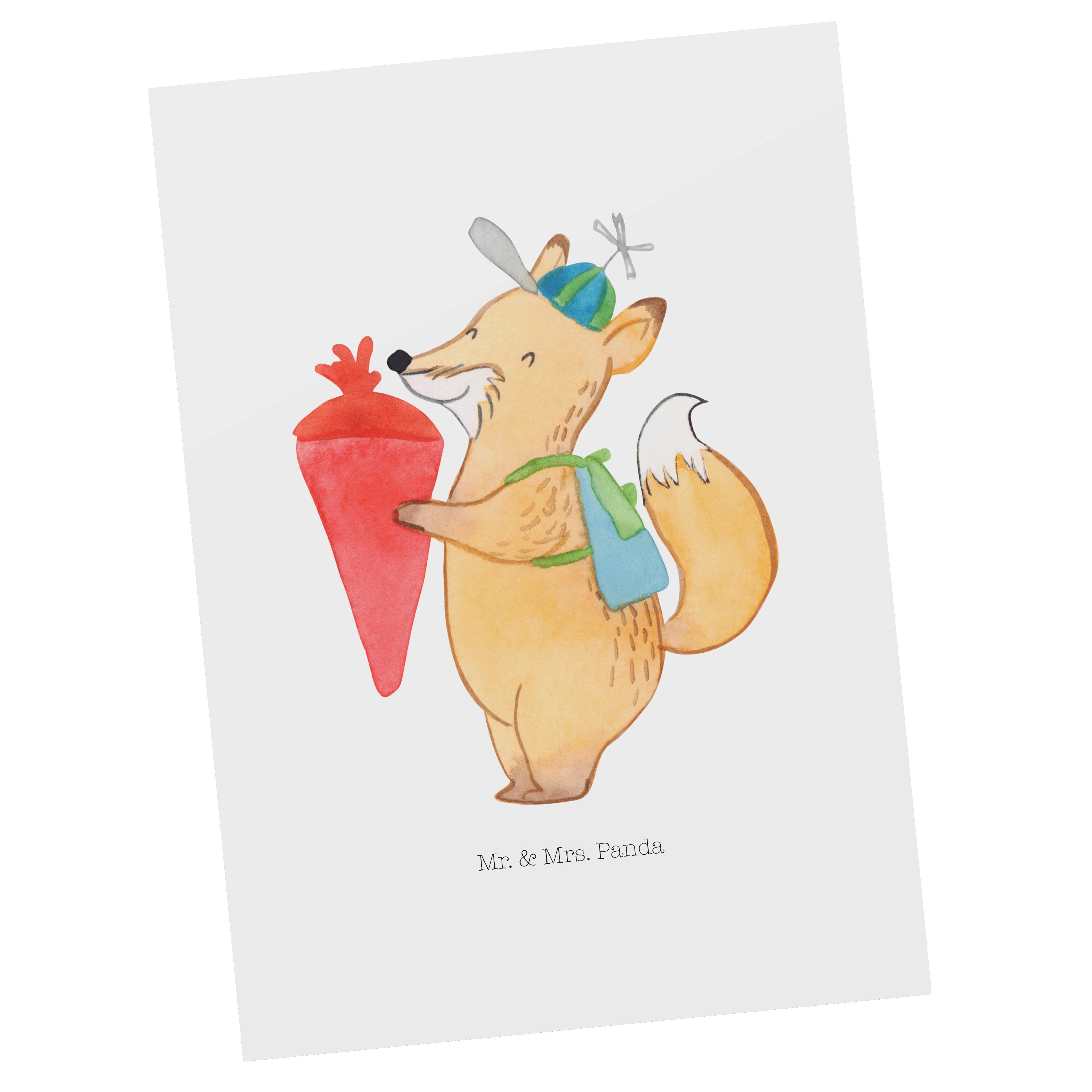 Weiß Mrs. Sprüch Dankeskarte, Mr. - Fuchs - Geschenk, & lustige Karte, Postkarte Panda Schulkind