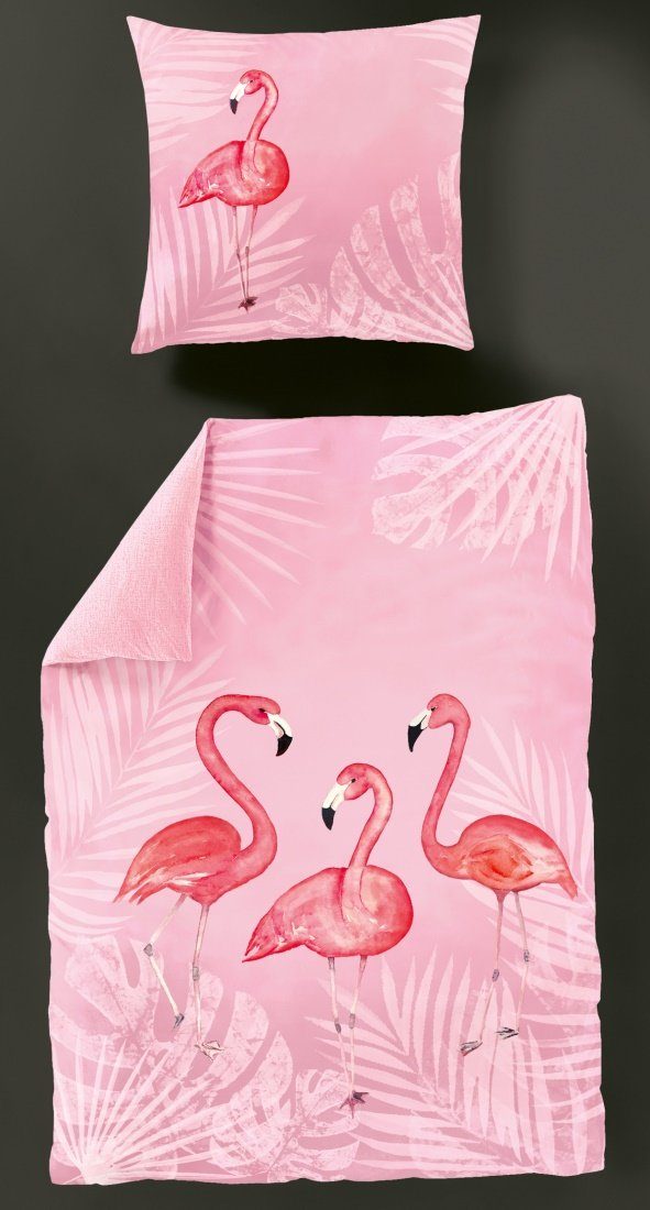 Bettwäsche »Mako-Satin Bettwäsche FLAMINGO«, BIERBAUM, kuschelweiche  Bettwäsche mit Flamingos online kaufen | OTTO