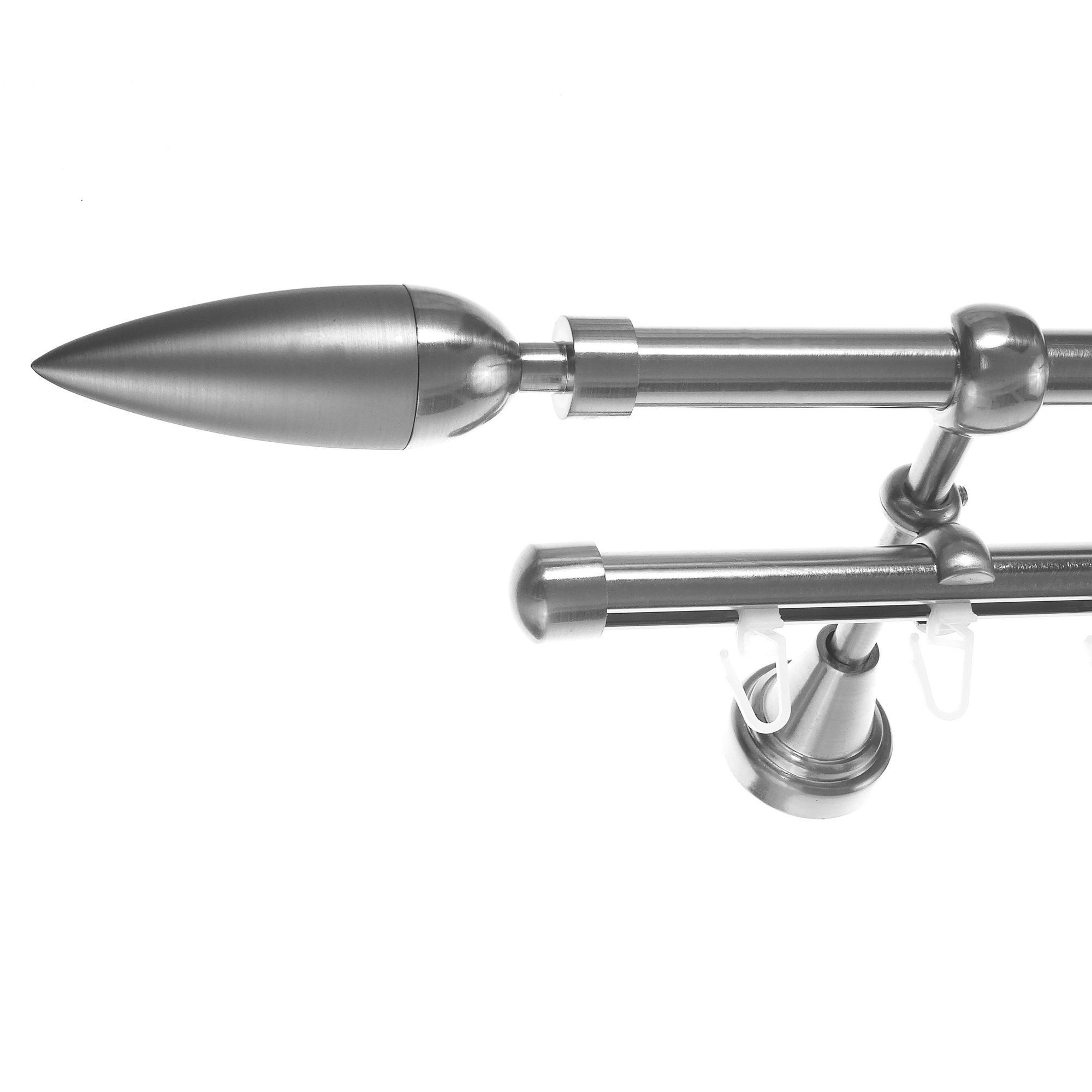 BASIT Gardinenstange Rohr und Innenlauf 16 mm mit Wandträgern 200 cm E10, Ø 16 mm, 2-läufig, verschraubt, Metall, H14 RI 200 cm E10 Spitze