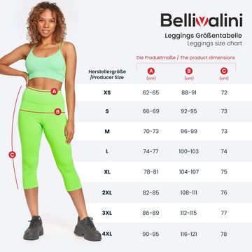 Bellivalini Highwaist Leggings Damen Neon Hose 3/4 Radlerhose Jogginghose 80er Jahre BLV50-298 (1-tlg) High Waist, nahtlos, Ideal für Sport Party Gym