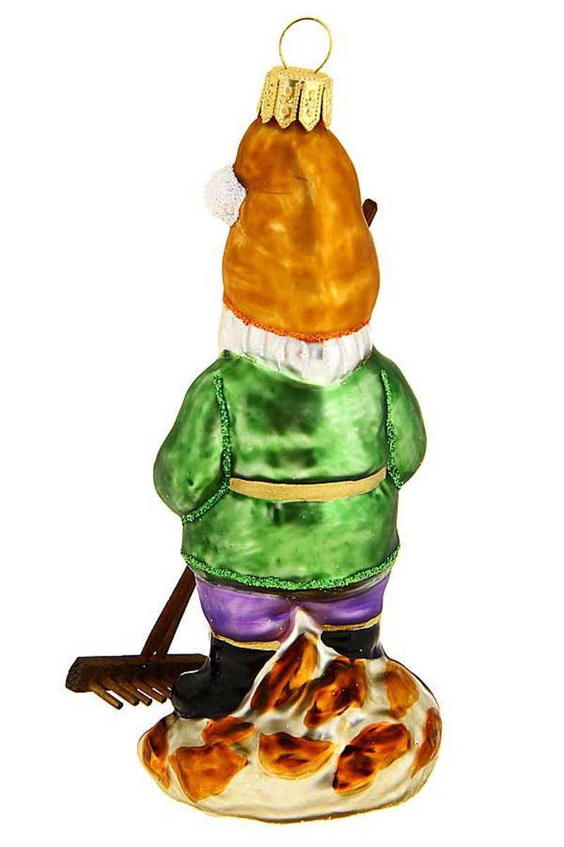 Zwerg - Weihnachtskontor - lila, hellbraun - mundgeblasen - Hamburger handdekoriert grün Christbaumschmuck Dekohänger