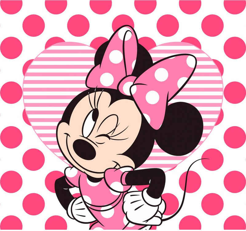 Disney Fototapete Minnie mit Herz, (1 St), Rosa - 300x280cm