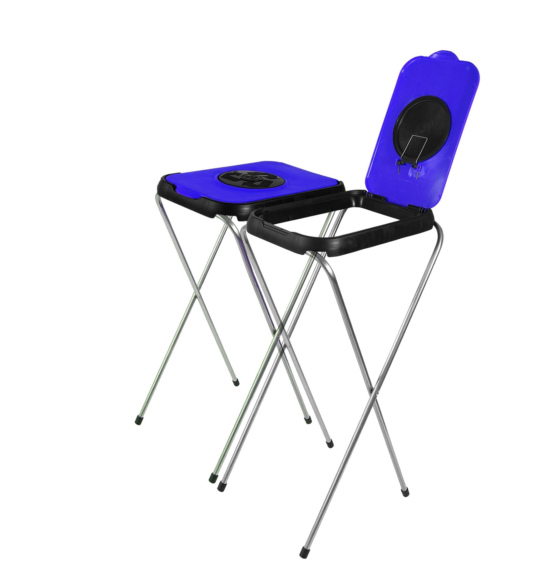 BigDean Müllsackständer 2x Blau Einwurf-öffnung Mülleimer Müllbeutelständer