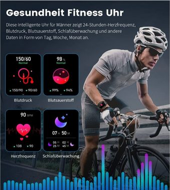 Lige Smartwatch, Premium Herren Mit Telefonfunktion Schrittzähler Fitness Tracker