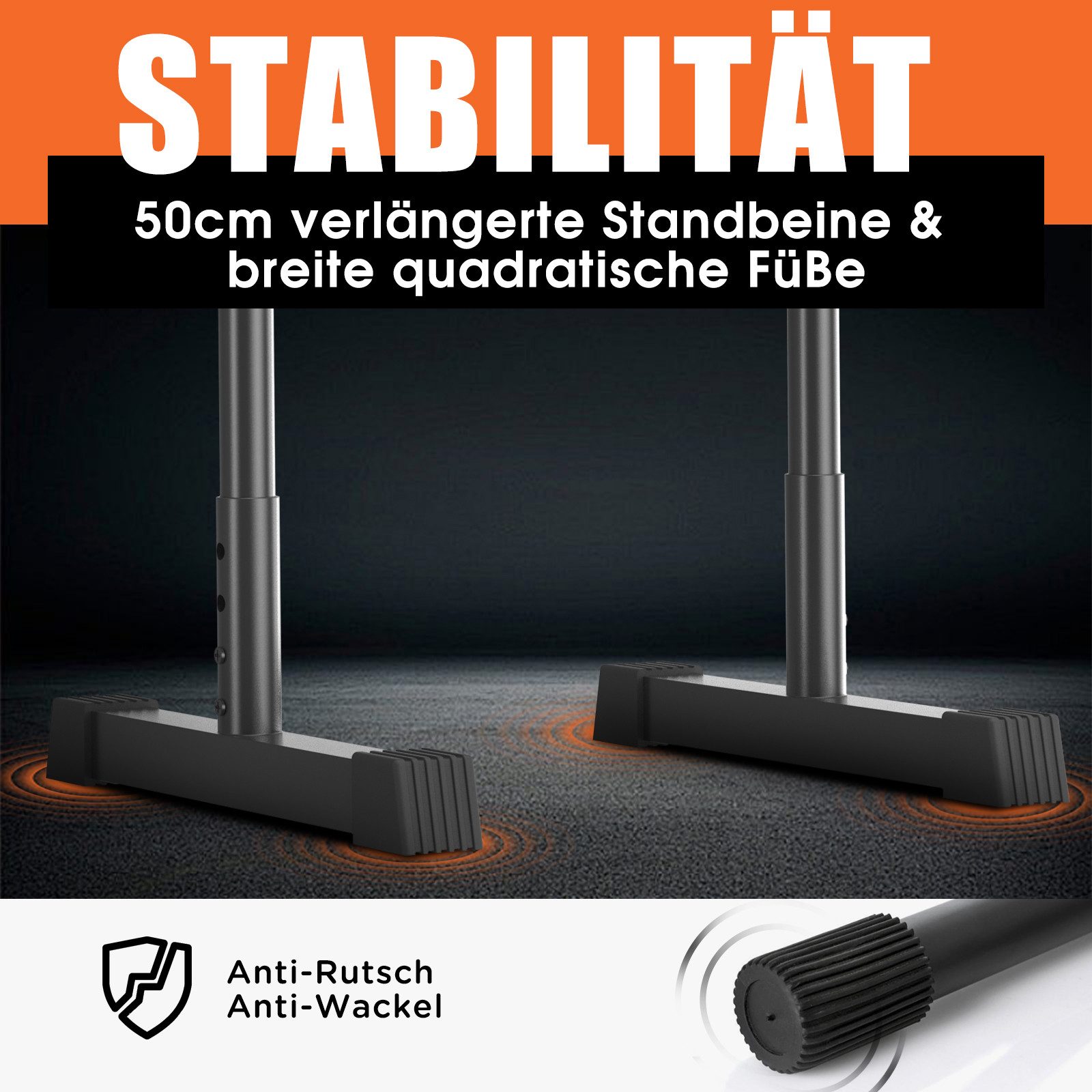 DH FitLife Liegestützgriffe Dip Barren Fitness Parallettes (Dip Stange & Verstellbare Dip-Station 80-90 cm, Parallettes für Calisthenics & Krafttraining), Stabil & Sicher, Indoor & Outdoor Fitness Equipment