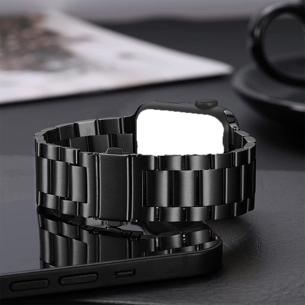 Apple Watch Für FELIXLEO Edelstahl Armband45/44/42mm Uhrenarmband Metall Schwarz Ersatzband
