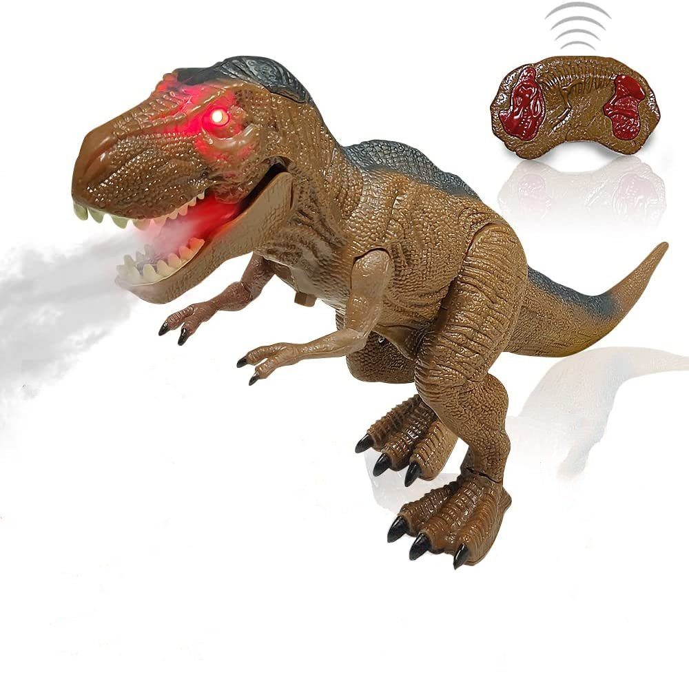 Esun Spielfigur Ferngesteuerter Dinosaurier Spielzeug ab 4 5 6 8 jahre  jungen mit LED, (Packung, Komplettset), Dino Roboter Kinder Spielzeug mit  Gehen und roar