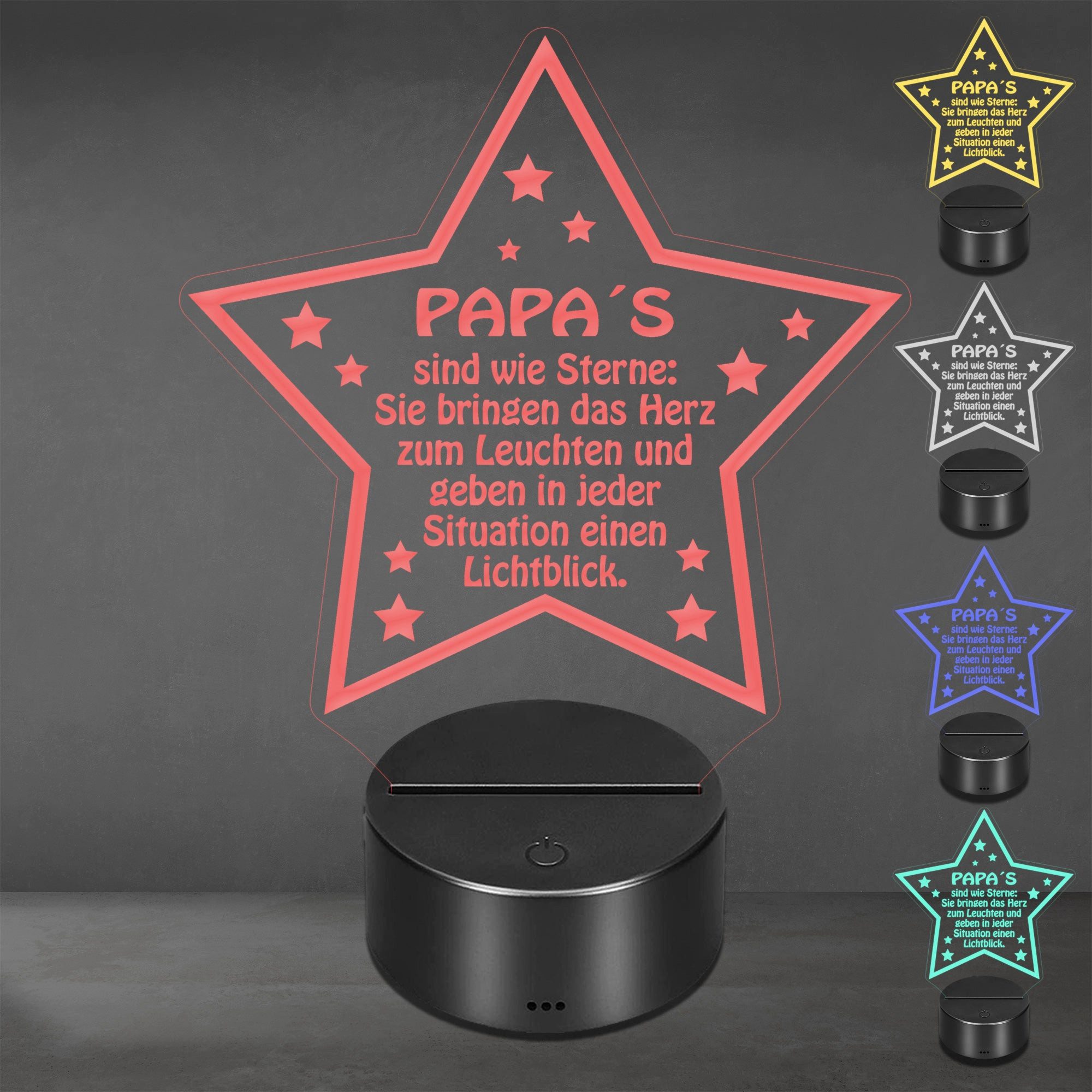 Lieblingsmensch LED Nachtlicht mit Gravur, Papas sind wie Sterne, romantische Acryl-Lampe, LED fest integriert, Farbwechsel oder feste Farbe mit Fernbedienung & Touch, Dekolampe zur Hochzeit, Geburtstag, Weihnachten & Jahrestag
