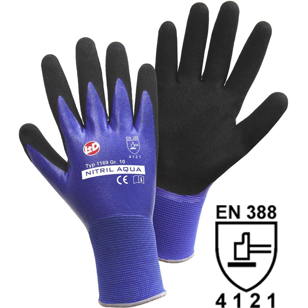 Leipold + Döhle Arbeitshandschuhe L+D Nitril Aqua 1169-M Nylon Arbeitshandschuh Größe (Handschuhe): 8, M