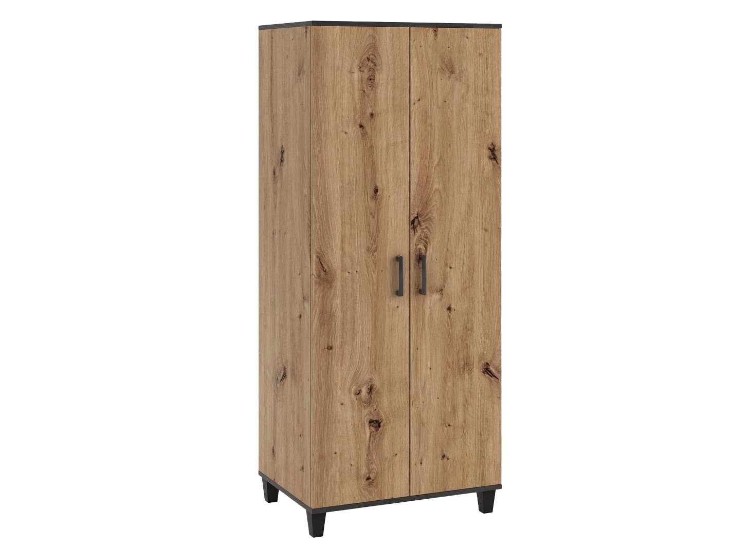Beautysofa Stauraumschrank P12 (Holzbeine, Zweitüren Schränke) Schrank mit Kleiderstange und Einlegeböden