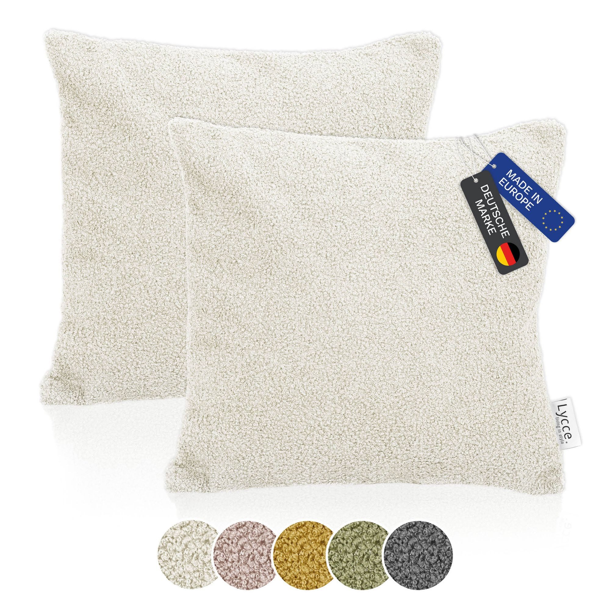 Lycce Dekokissen Lycce 2er Set Kissenhülle Bouclé 40x40 cm beige